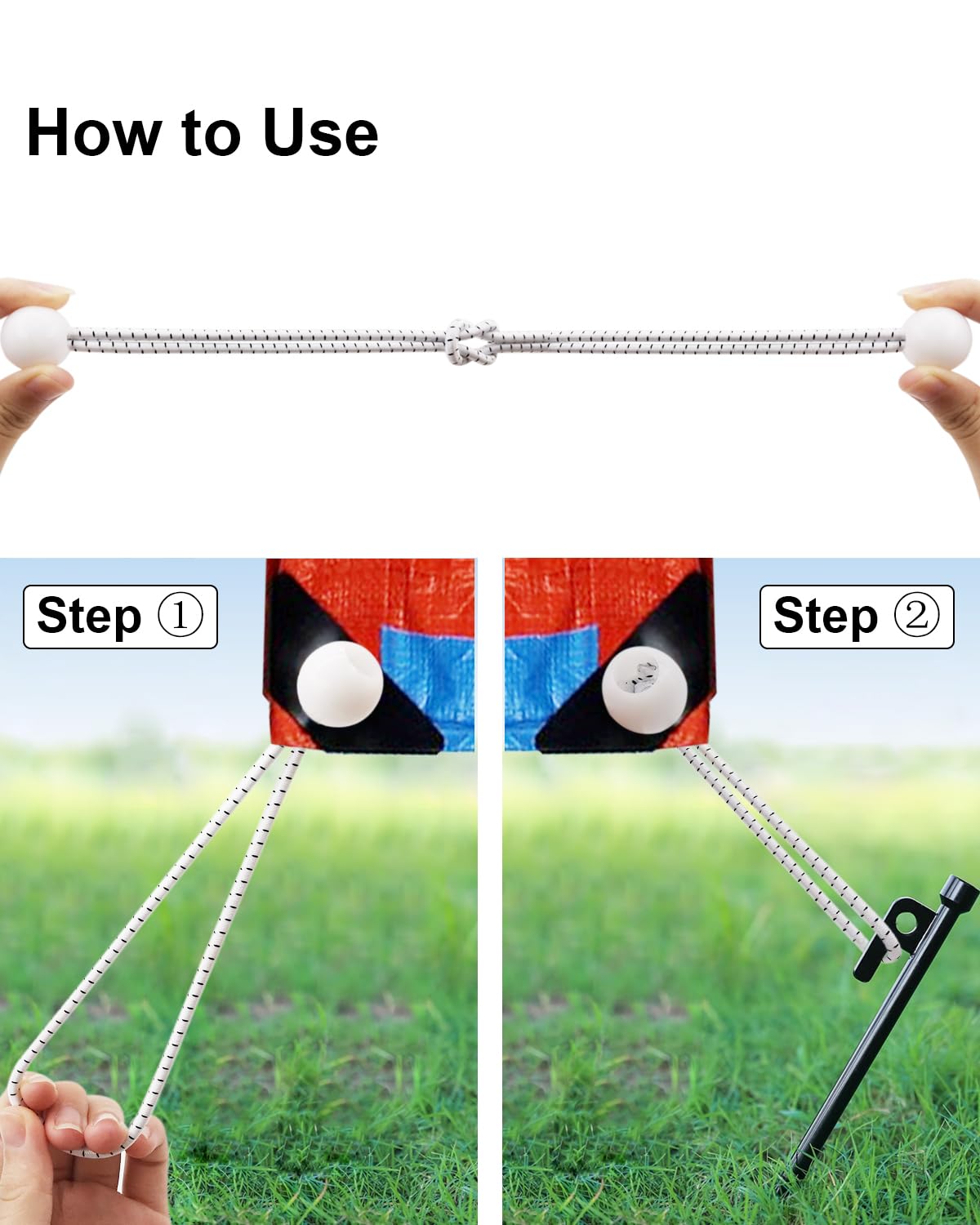 Radix Rope DIY Ball Bungee Cord Kit - 50ft Cord & 50 Balls For Tarps, Camping, Cargo (Customizable Lengths)