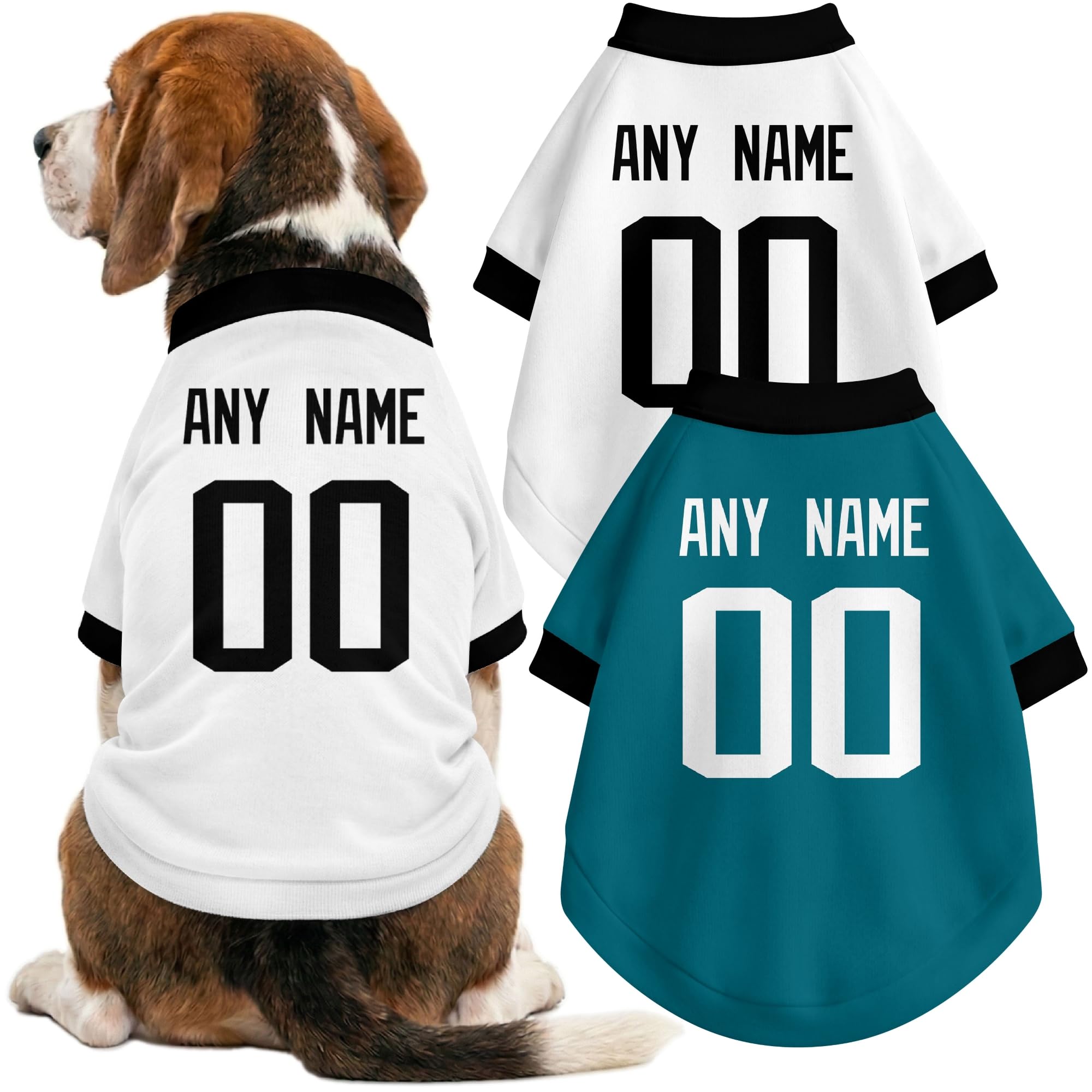 Jacksonville Dog Clothes Jersey Style Custom Pet T Shirt with Personalized Name Number for Small Medium Large Dogs