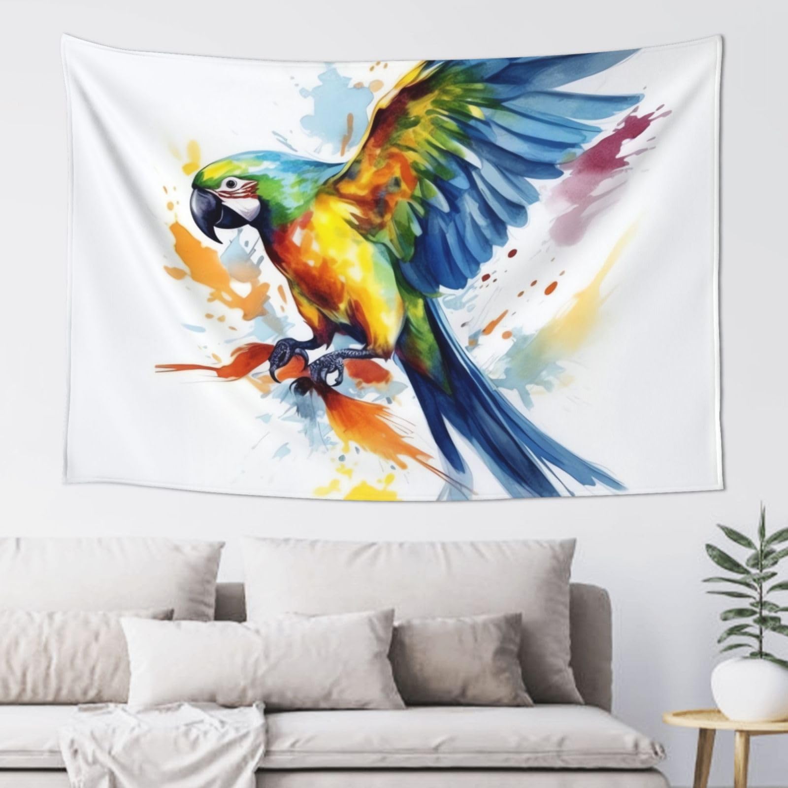 Fodpand Black Flying Parrot Tapestry Dorm Decor, Wall Backdrop Aesthetic Tapestries Hanging Banner For Bedroom, Modern Wall Art Poster Blanket, Home Decor Wall Tapestry 60"X40"