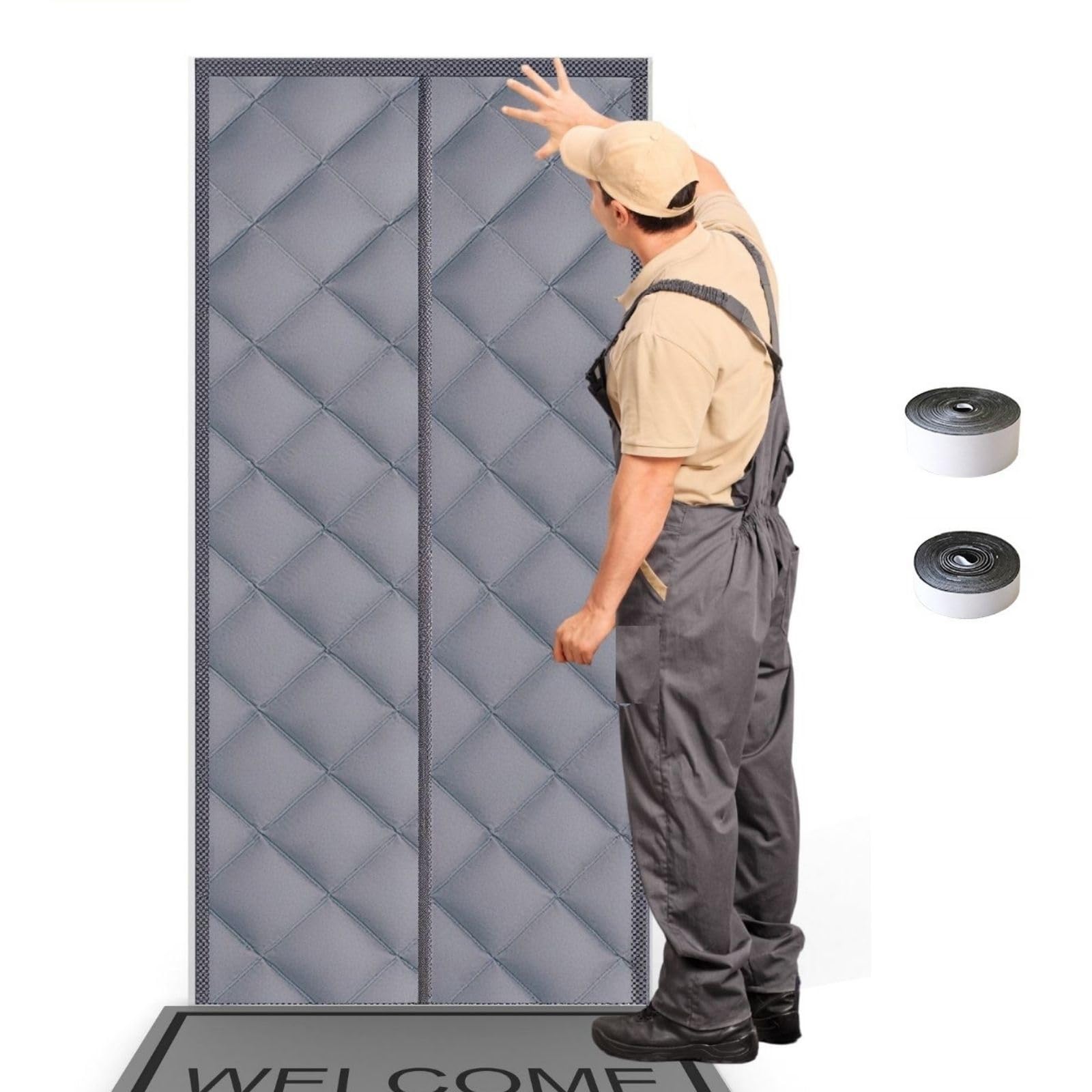 Isolant thermique de porte magnétique vert 120x210 cm