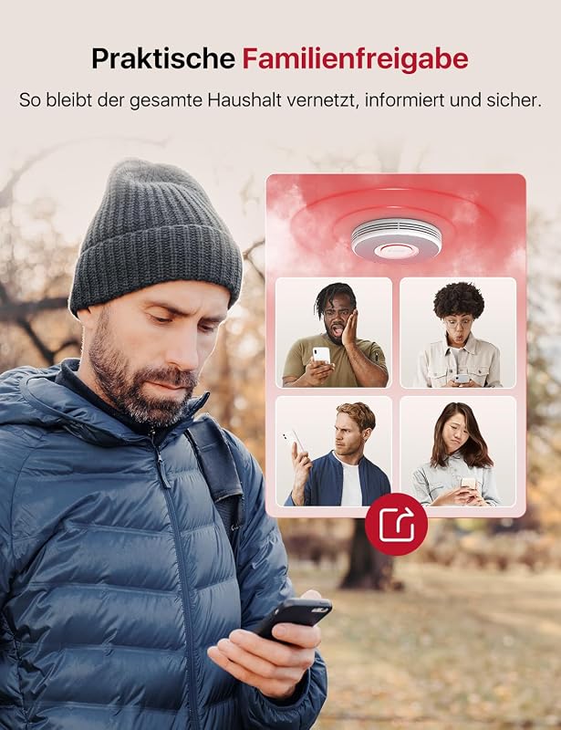 X-Sense XS0B-MR Okos Füstérzékelő WLAN Hangkimenettel, 17 Helyszínnel - Vezeték Nélküli Tűzjelző, 5 Éves Elemmel, SBS50 Bázisállomással Komp