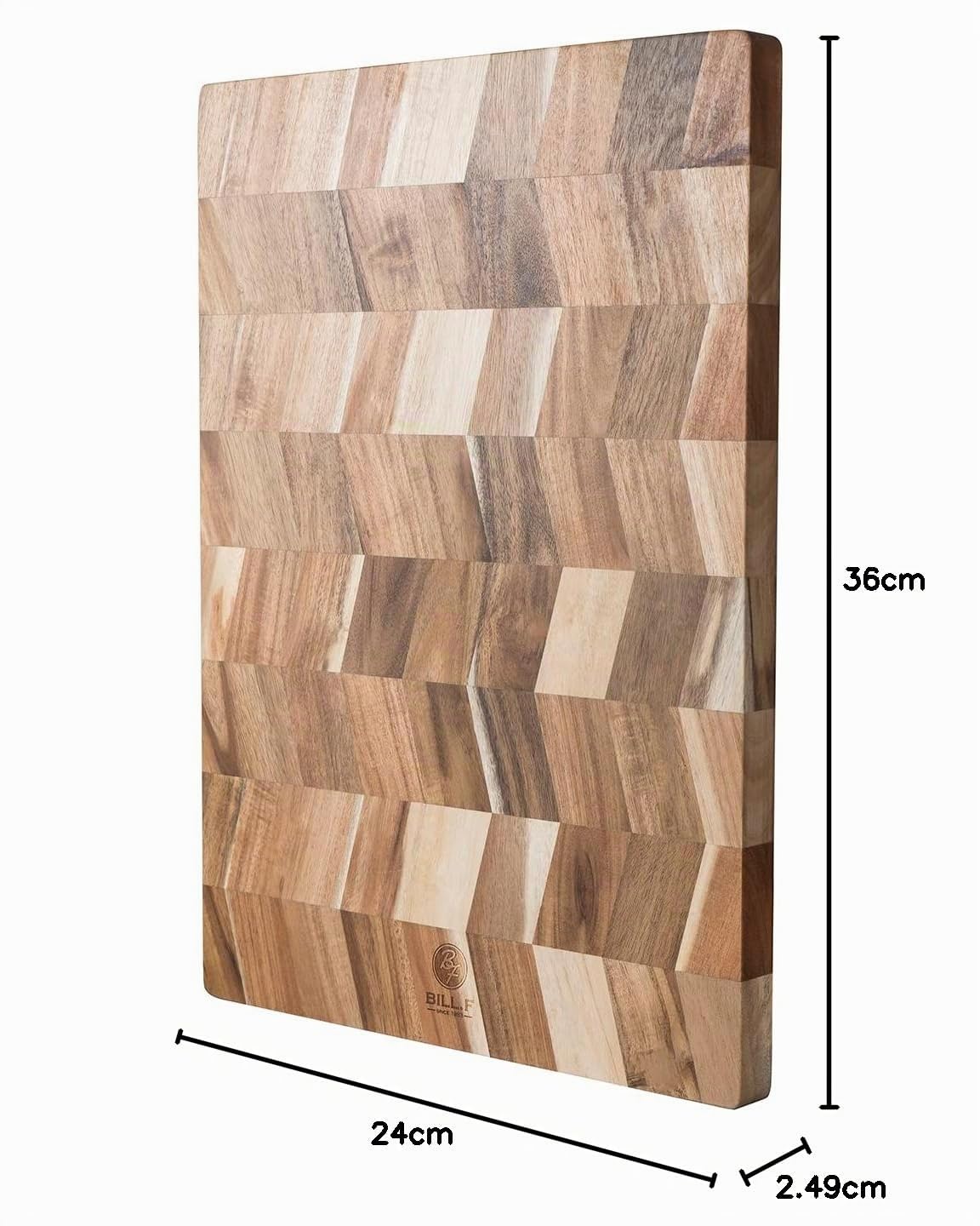 Planche à découper en bois d'acacia 36 x 24 x 2,5 cm, planche à découper en bois avec grain fin, grande planche à découper en bois de qualité professionnelle