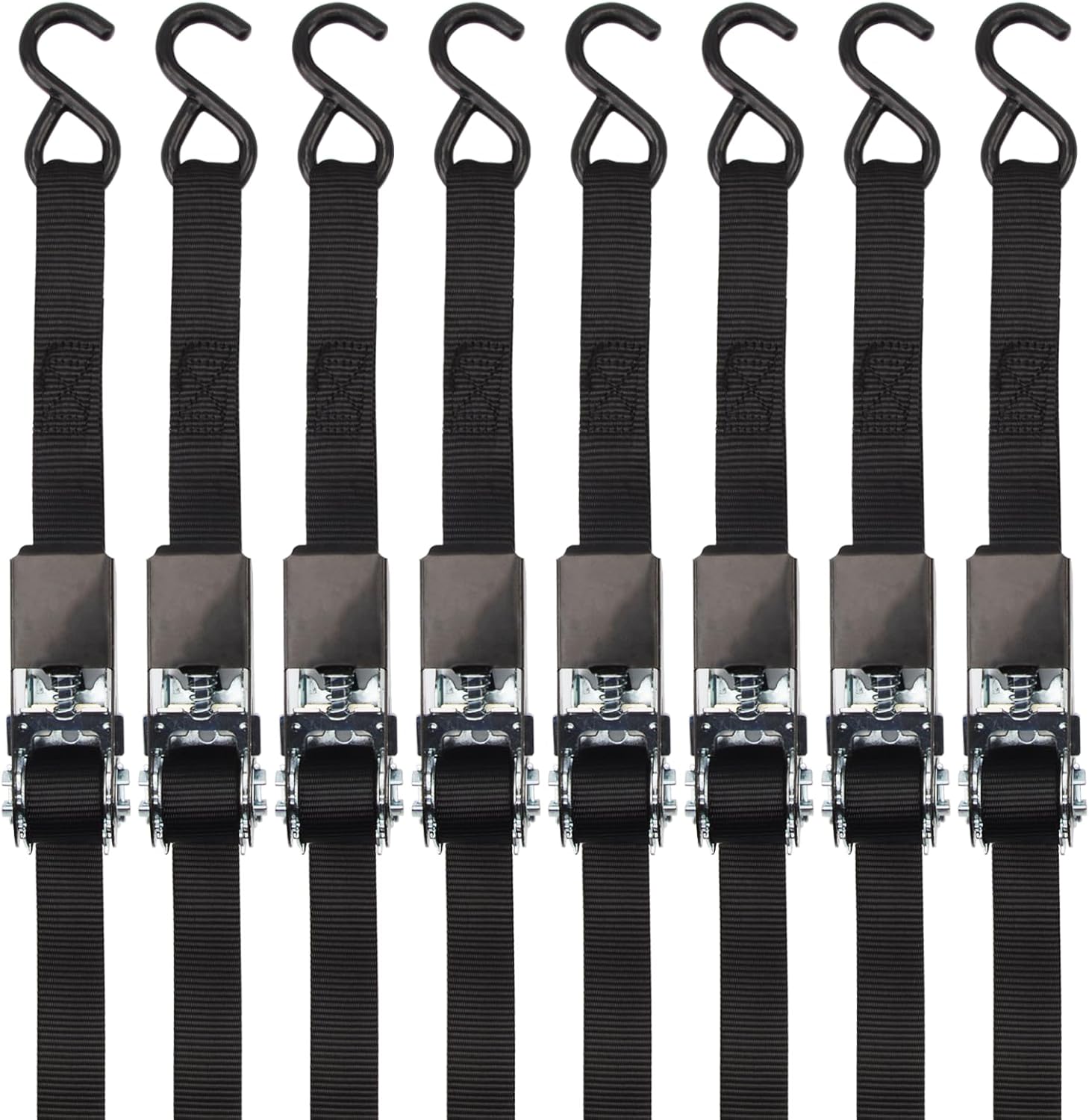 XSTRAP STANDARD Ratchet Straps, 900 LB Break Strength, 8-Pack 10FT Ratchet Tie Down Straps Set for Motorcycle Straps Tie Downs, Appliances, Lawn Equipment, Logistic Cargo Straps for Trucks (Black) - Image 2