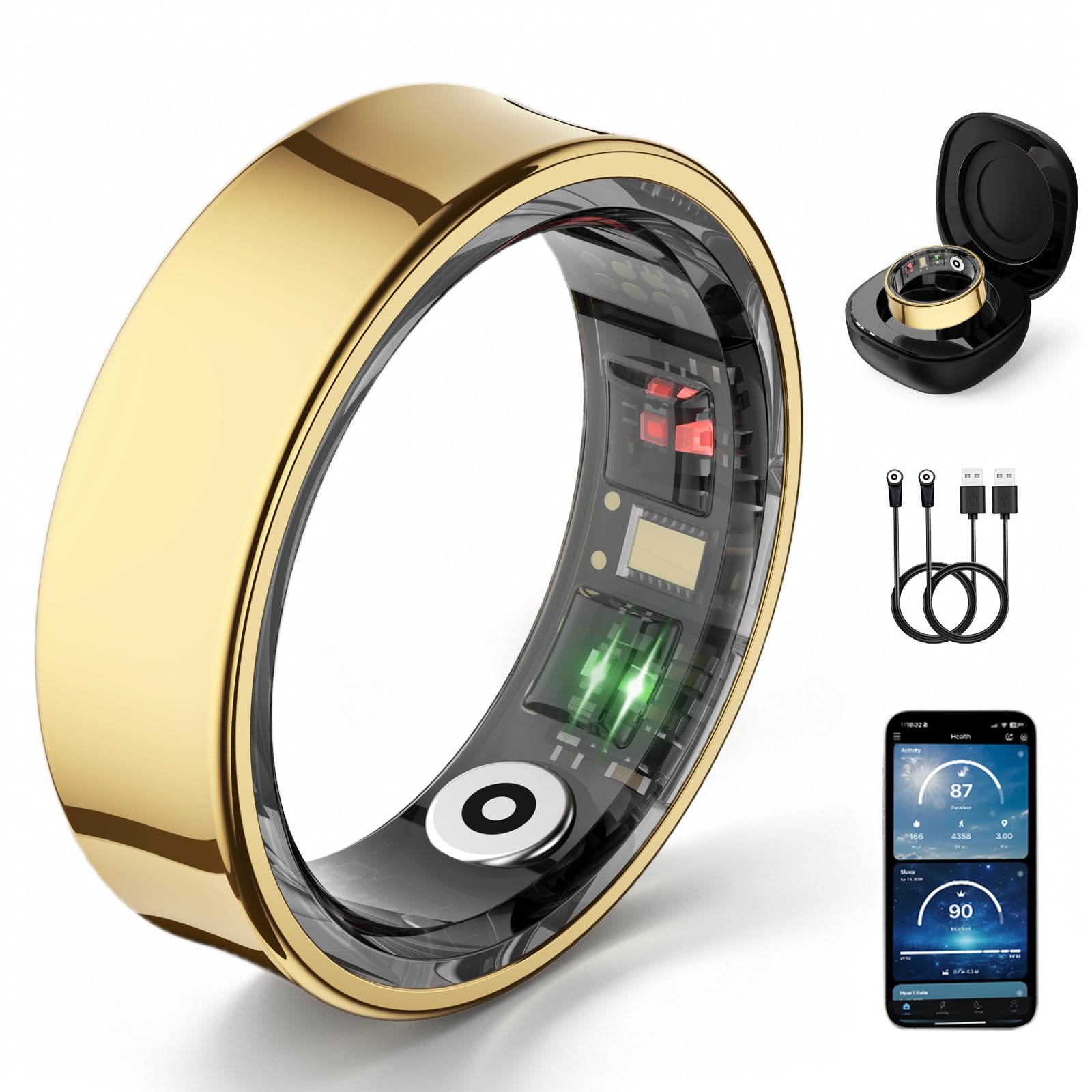 Anillo inteligente de acero inoxidable para hombres y mujeres, impermeable 5 ATM, podómetro, seguimiento de sueño, frecuencia cardíaca, seguimiento de actividad física, compatible con