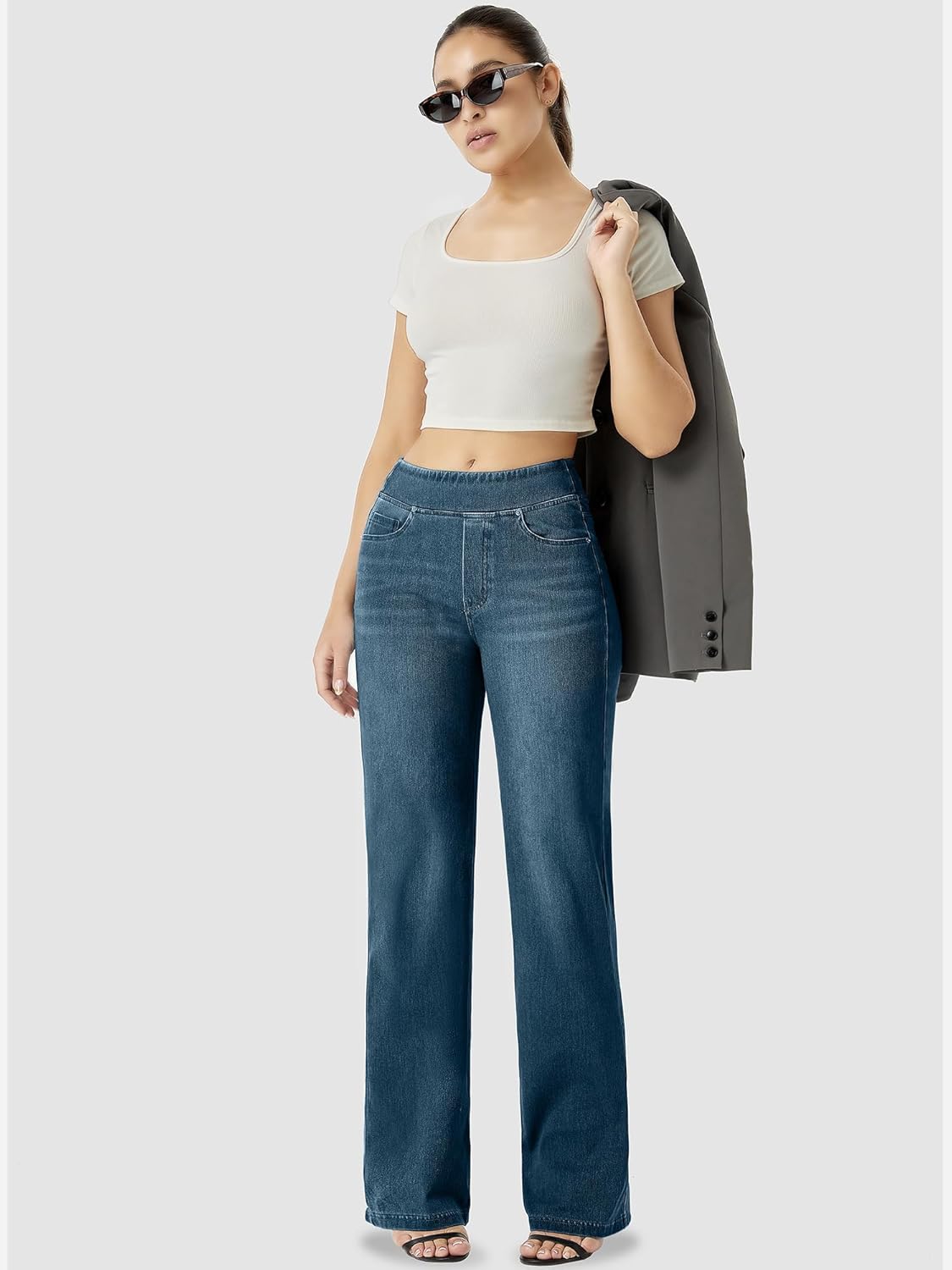 High Waisted Straight Leg Jeans，Wide Leg Jeans Woman Baggy Loose Boyfried Denim Pants - Image 5