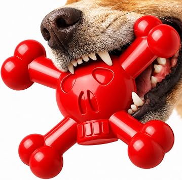Dog Chew Toy for Small & Medium Dogs Durable Nylon Dog Toy for Aggressive Chewers, Interactive Dog Toy to Keep Dogs Busy, Multi-Angle Chewing Design for Boredom Relief, Red, Milk Flavor