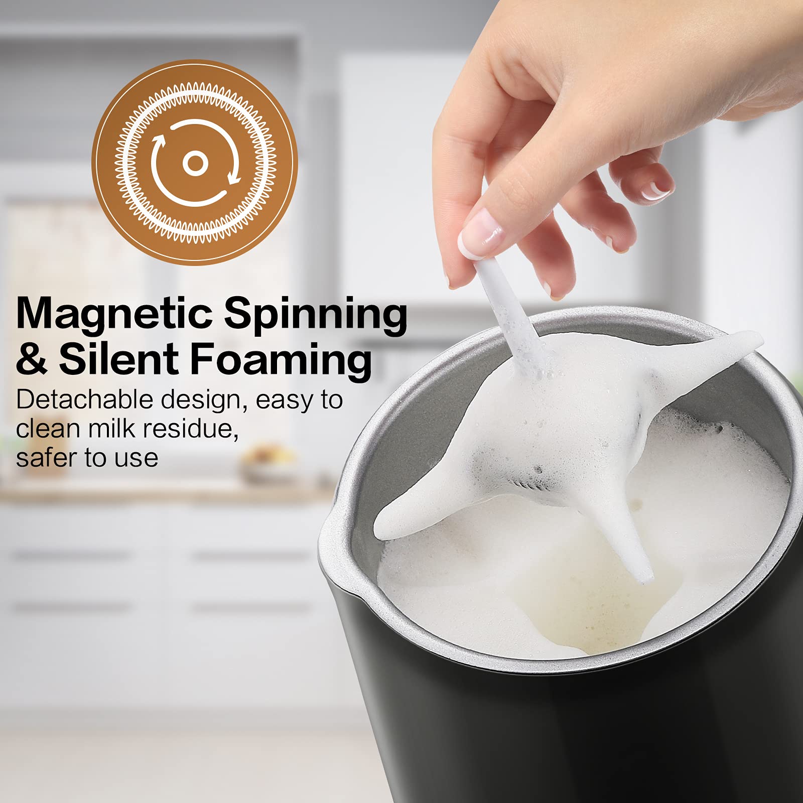Bricco Latte Duffire In Acciaio Inox 350ml | Per Schiumare Latte, Caffè E Bevande Fredde | Design Antiaderente E Resistente Al Calore - Foto 4