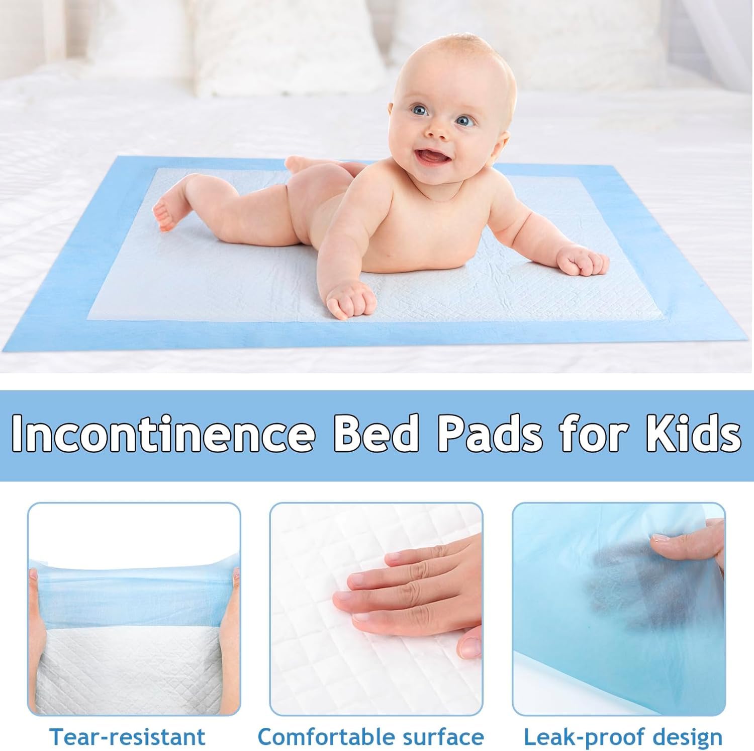 30 Stück Einweg-Wickelunterlagen, 60 x 90 cm Baby Wickelauflage, wasserdicht und Ultraweich, Wickelunterlage Einweg für Babys