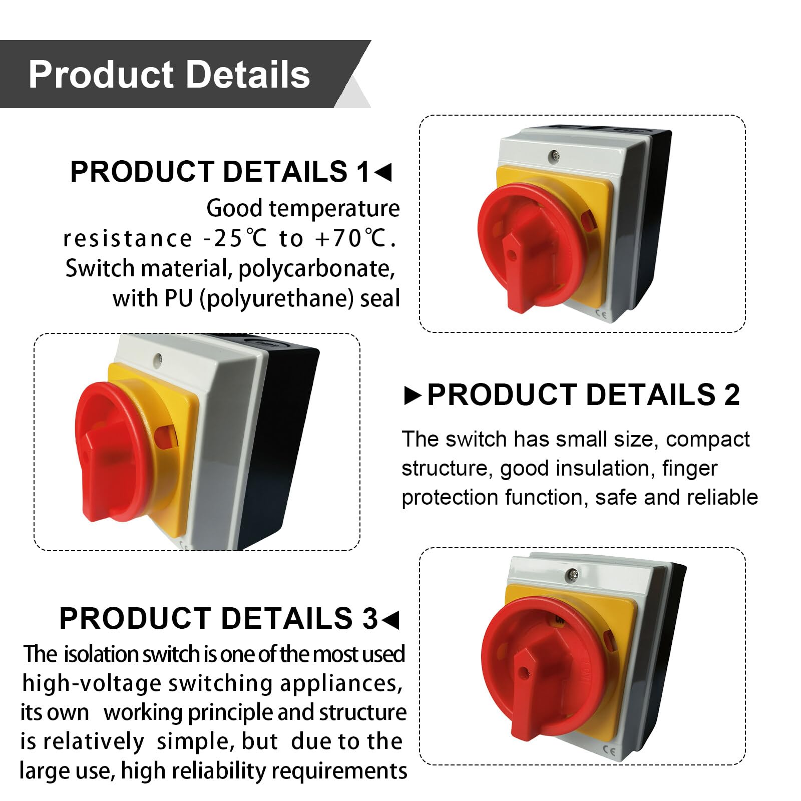 Interruttore Automatico Principale 16A 3Pin Rotativo Con Alloggiamento In Plastica Ip65 Isolatore Di Carico 87789968
