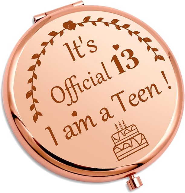 13 Year Old Birthday Gifts for Girls Teenager Pocket Makeup Mirror 13th Birthday Gifts for Daughter Granddaughter Niece Friend Sister Stepsister Happy 13th Birthday Gifts for Her Travel Compact Mirror