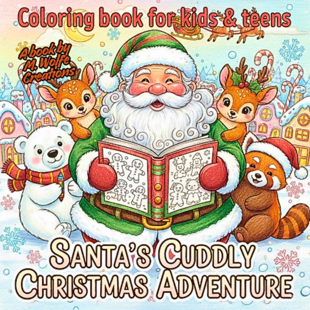 Santa’s Cuddly Christmas Adventure: Coloring Book for Kids & Teens: 30 Cute Holiday Coloring Pages with Santa & Friends for Festive Fun (It's starting to look a lot like Christmas!)