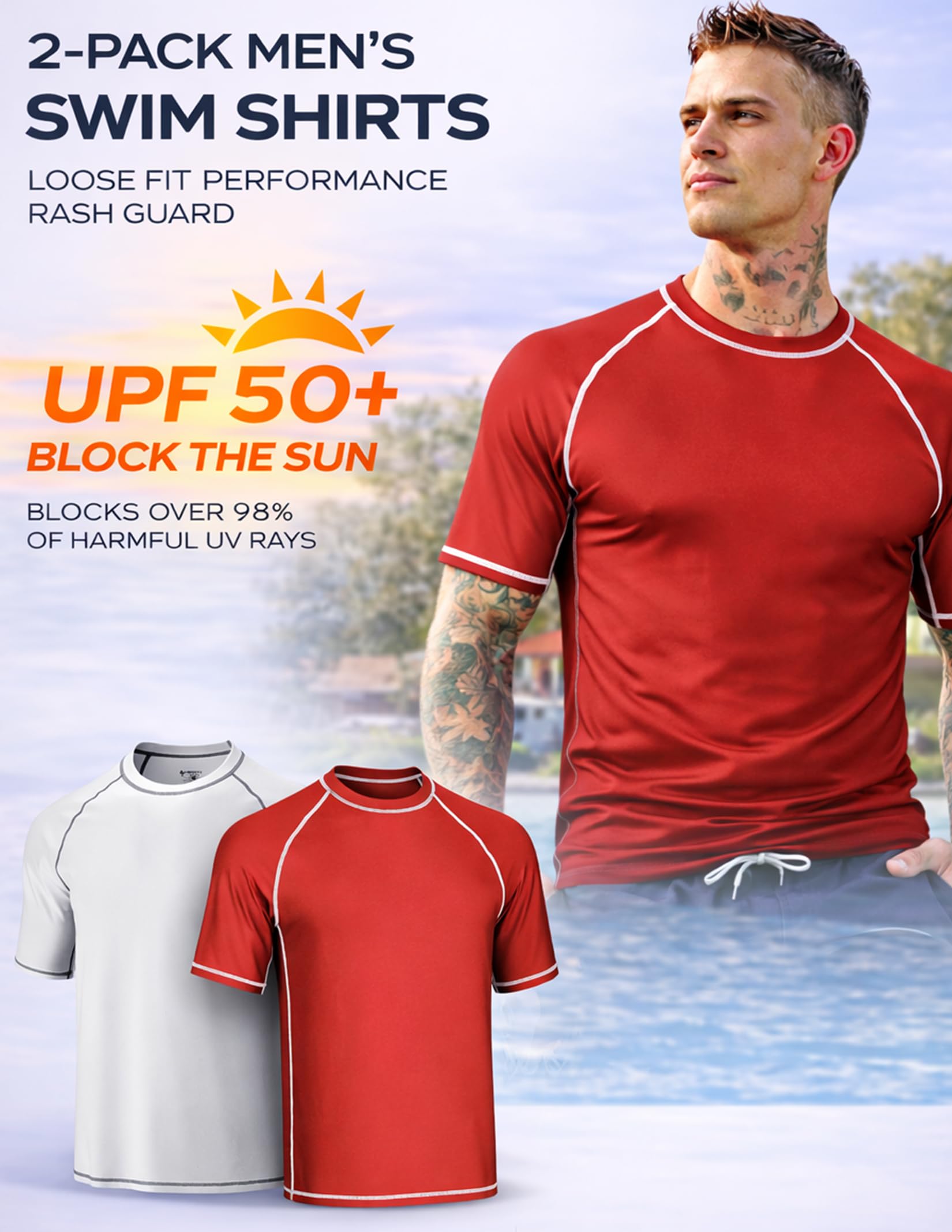 Liberty Imports Herren Kurzärmliges Uv-badeshirt Rash-Guard-Shirt