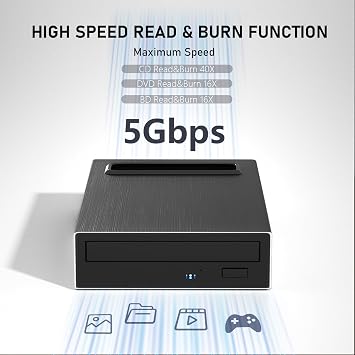 4 in 1 External Blu-ray Drive with 16x Writing Speed, USB 3.0 and Type-C External Bluray Drive for Both Mac/PC, Powerful Desktop Burner DVD Burner Optical Drive Fast Charger HDD Enclosure USB