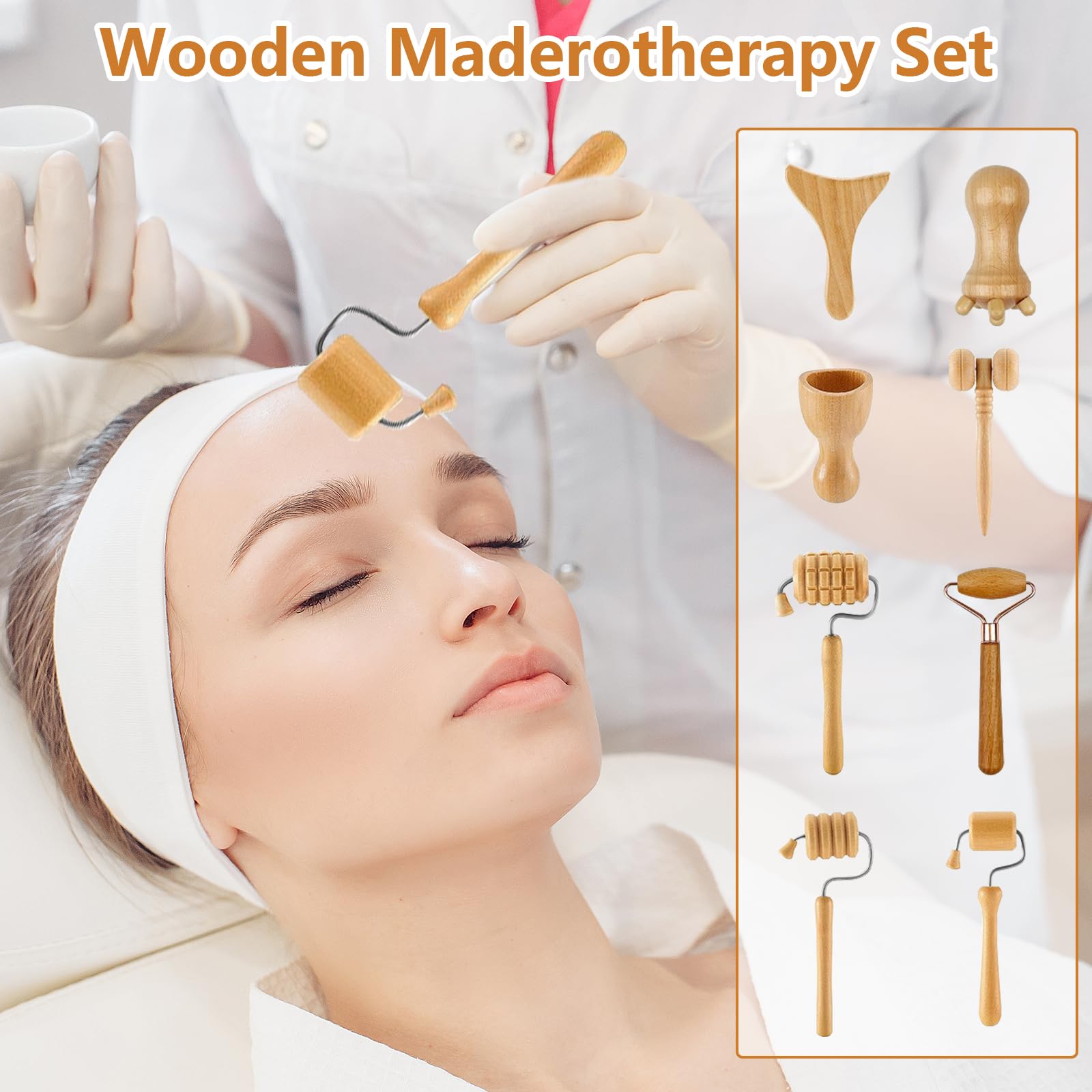 16 Pièces Massage Thérapeutique en Bois, Kit Maderotherapie Anti Cellulite Massage Professionnel pour Mise en Forme du Corps, Drainage Lymphatique, Soulagement des Douleurs Musculaires