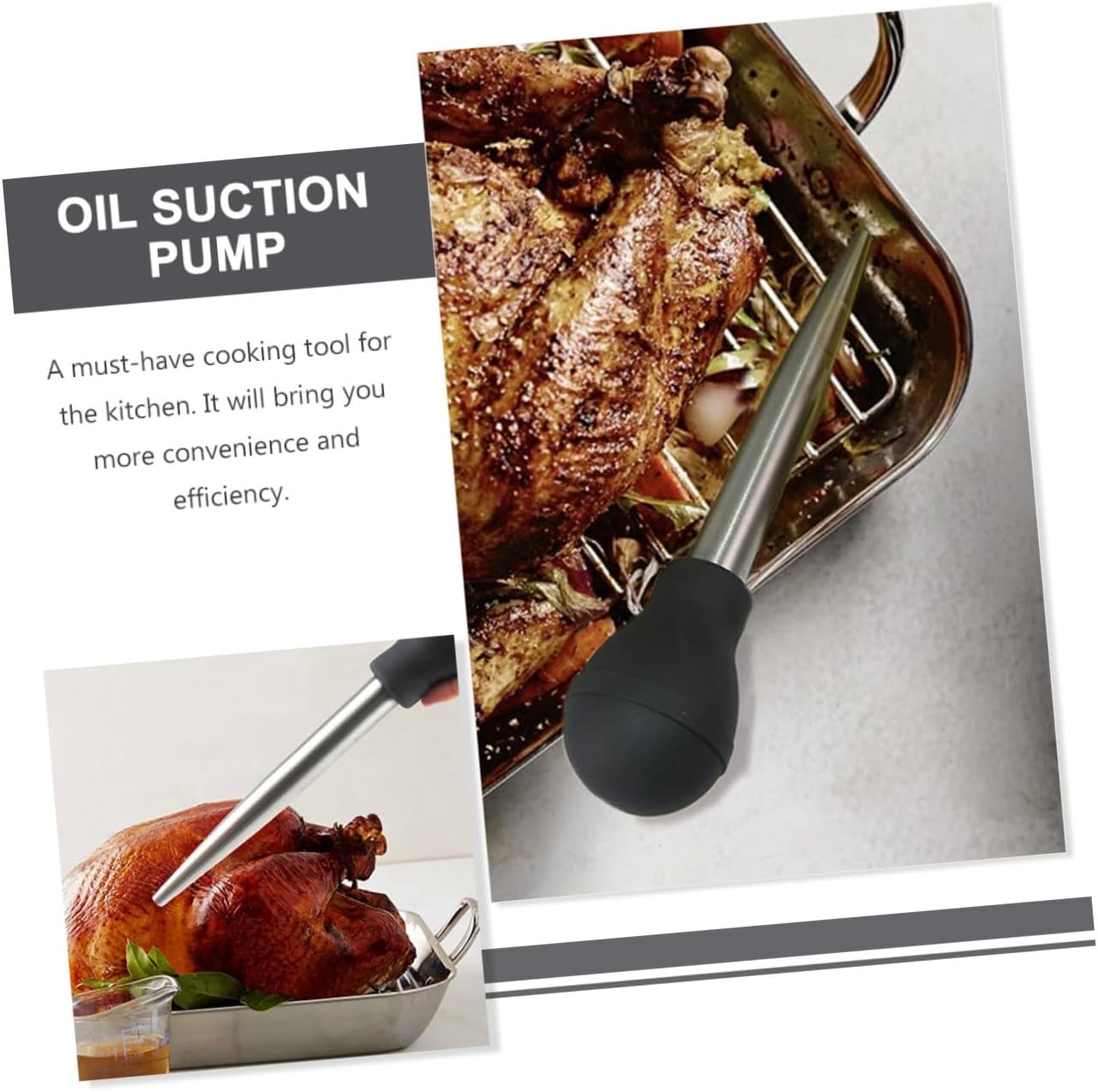 Meat Injector Oil Suction Pump Turkey Baster for Turkey Baster Marinade Injector