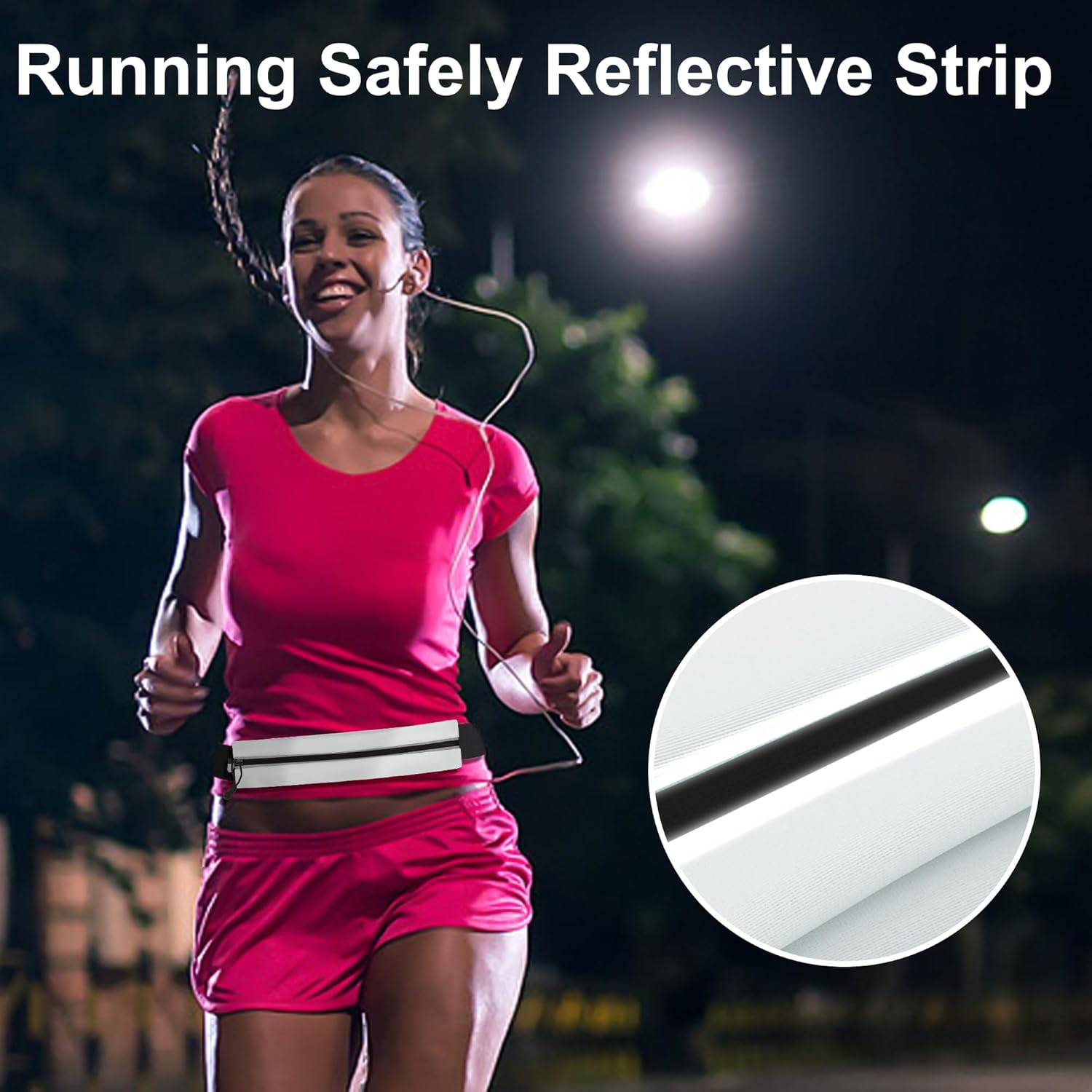 Slim Running Belt For Men and Women Waist Fanny Pack Phone Holder Pouch Bag Reflective Zipper Pocket Workout Cycling Fitness - Image 3