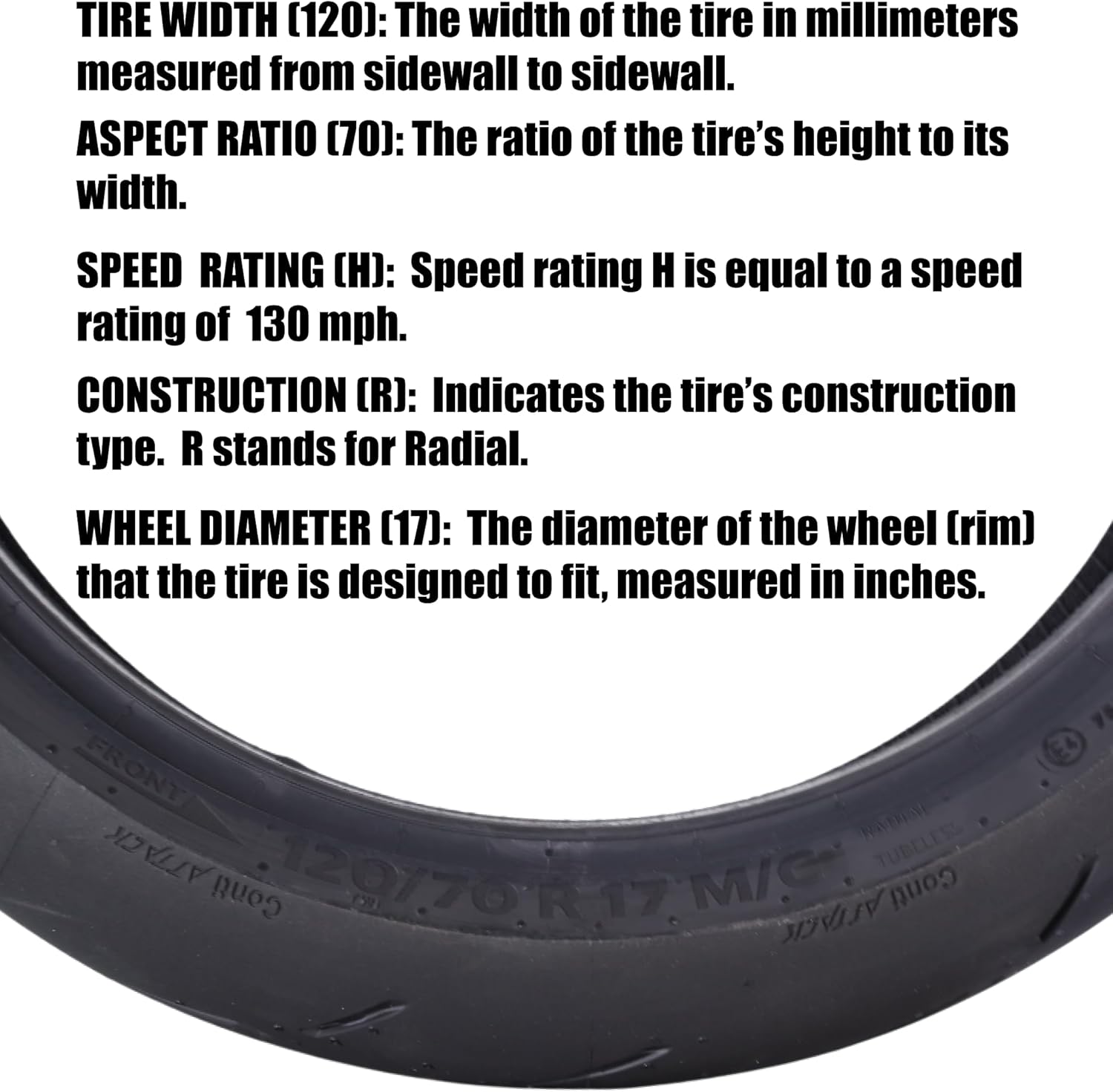 Continental ContiAttack SM 2 120/70R17 Front Supermoto Tire 58H - High-Performance Grip, Enhanced Stability, and Quick Warm-Up 120/70-17