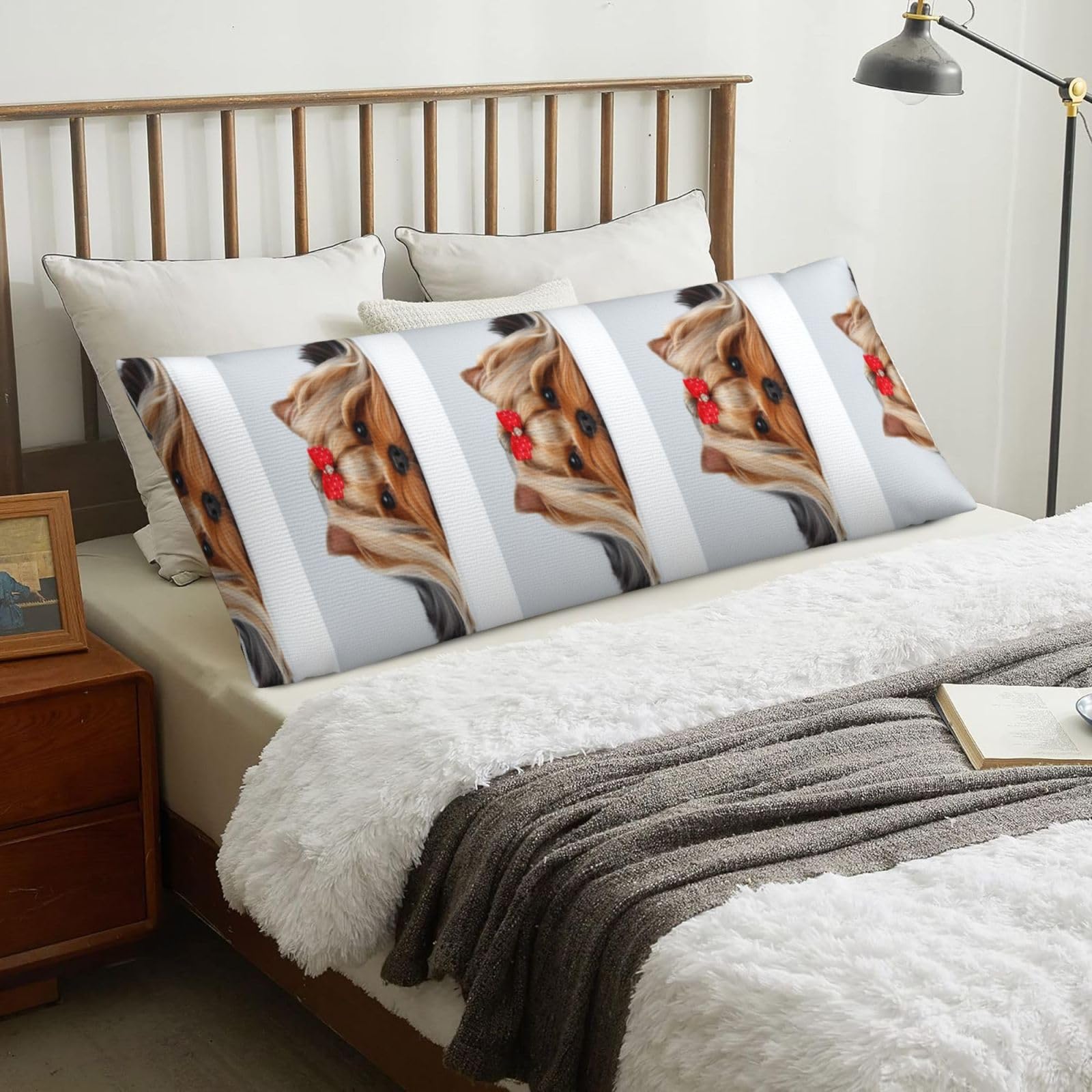 Yorkshire Terrier, Body Pillow Cover with Zipper,Long Body Pillowcase 20 x 60 in