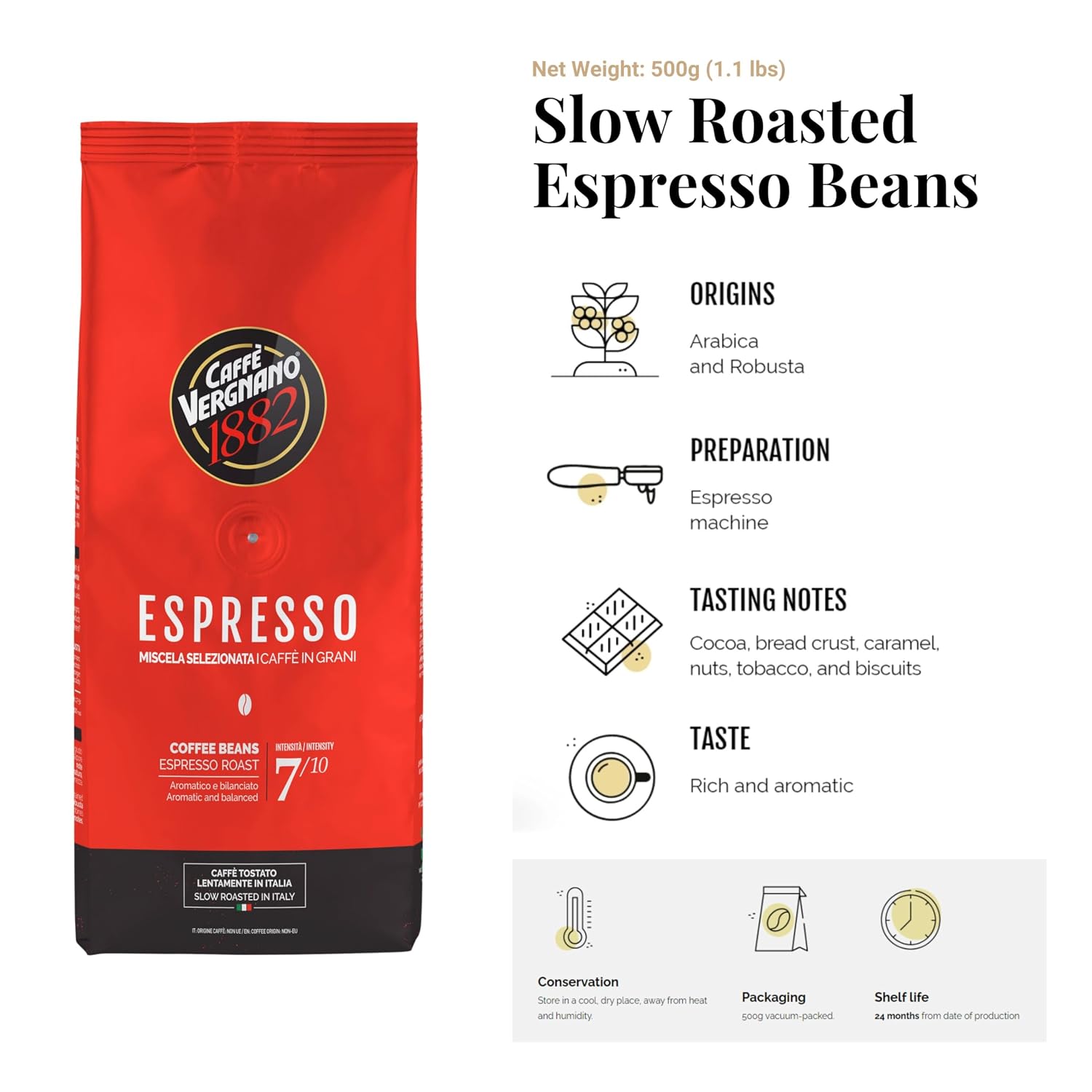 Caffe Vergnano Whole Bean Coffee 1.1 lb (Pack of 3) - Medium Roast Espresso Beans Whole Variety Pack, Gran Aroma, Espresso & Antica Bottega Italian Coffee - For Coffee Maker, French Press, Moka Pot