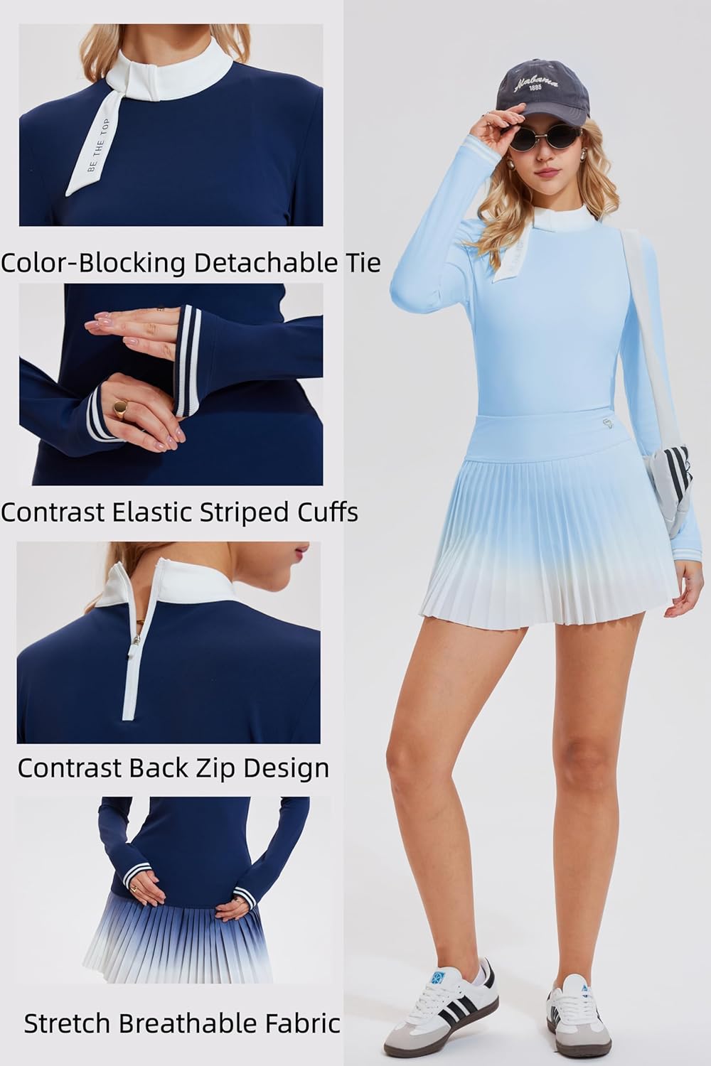 AFZ Tennis Skirt Set for Women Golf Shirt High Waisted Pleated Pickleball Skort Matching Preppy Outfits for Vacation Workout
