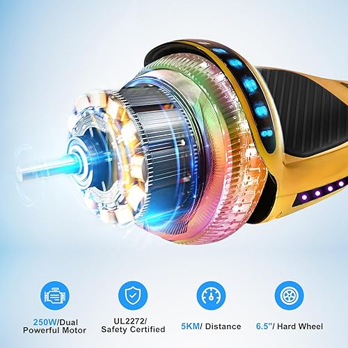 Miniatura 4 de SISIGAD Hoverboard Smart Self Balancing Scooter,Hoverboard with Built-in Bluetooth Speaker and Lights, 6.5" Two-Wheels Hoverboard for Kids and Adults