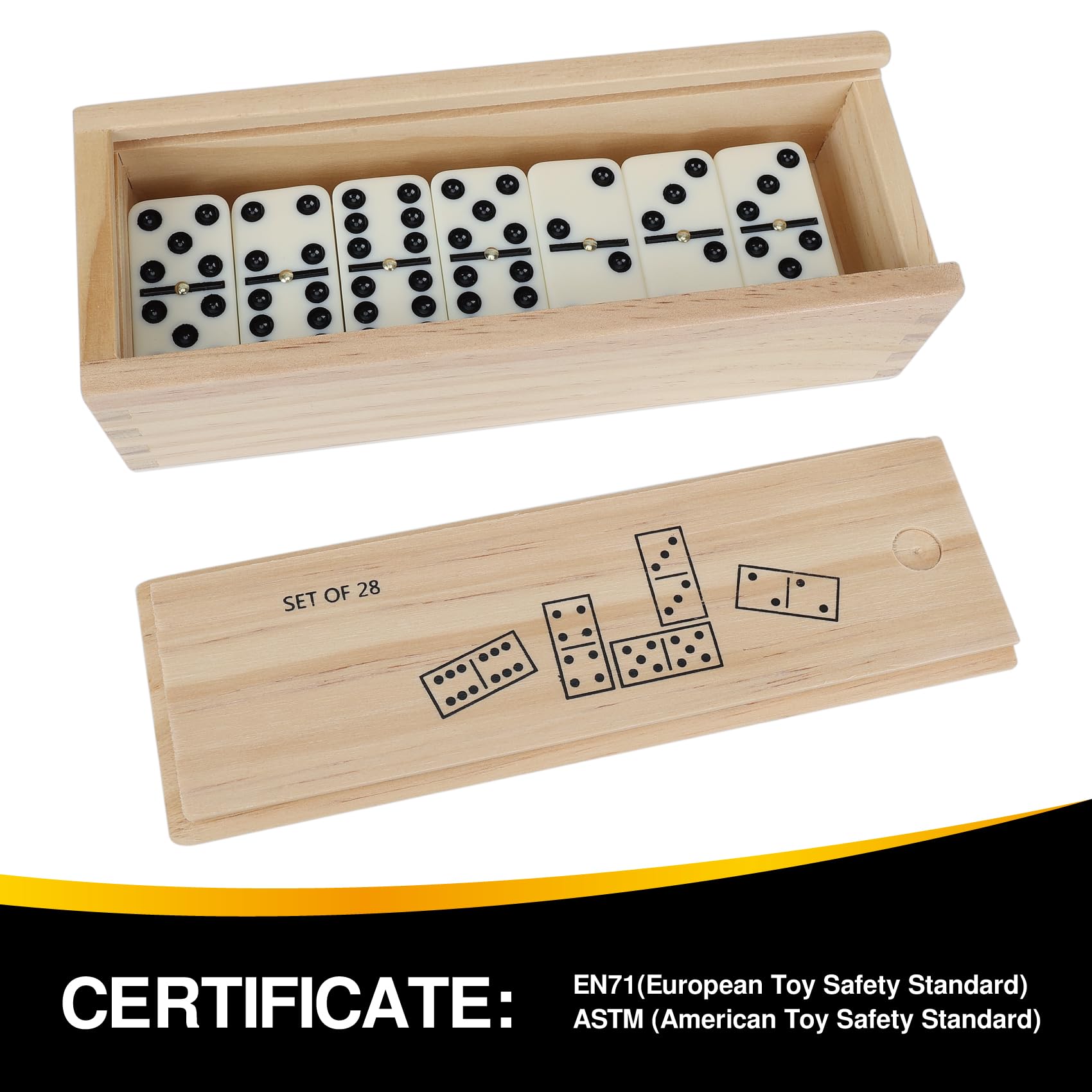 Jeu De Dominos Double Six Professionnel - 28 Pièces Avec Spinner En Métal, Boîte En Bois - Pour Adultes Et Familles