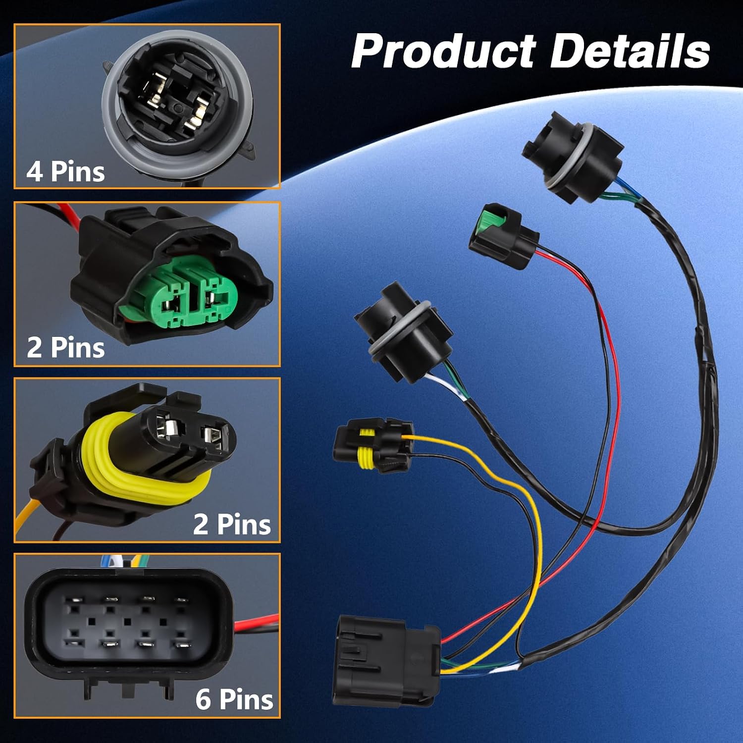 2PCS Headlight Wiring Harness Assembly Front Headlamp Socket Wire Compatible with Chevy Silverado 1500 2500HD 3500HD 2008 2009 2010 2011 2012 2013 2014 Replace# 15841609 25962806 645745