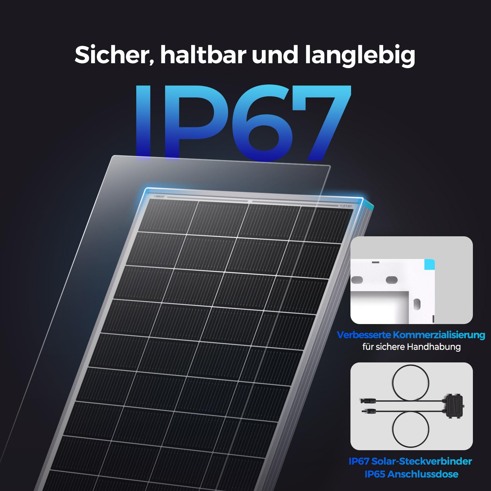 Renogy 16BB N-Typ 200 Watt 24V Solarmodul, 25% Hoch-Effizienz, PV Modul Ladegerät für RV Marine Rooftop Farm Batterie und andere Off-Grid Anwendungen