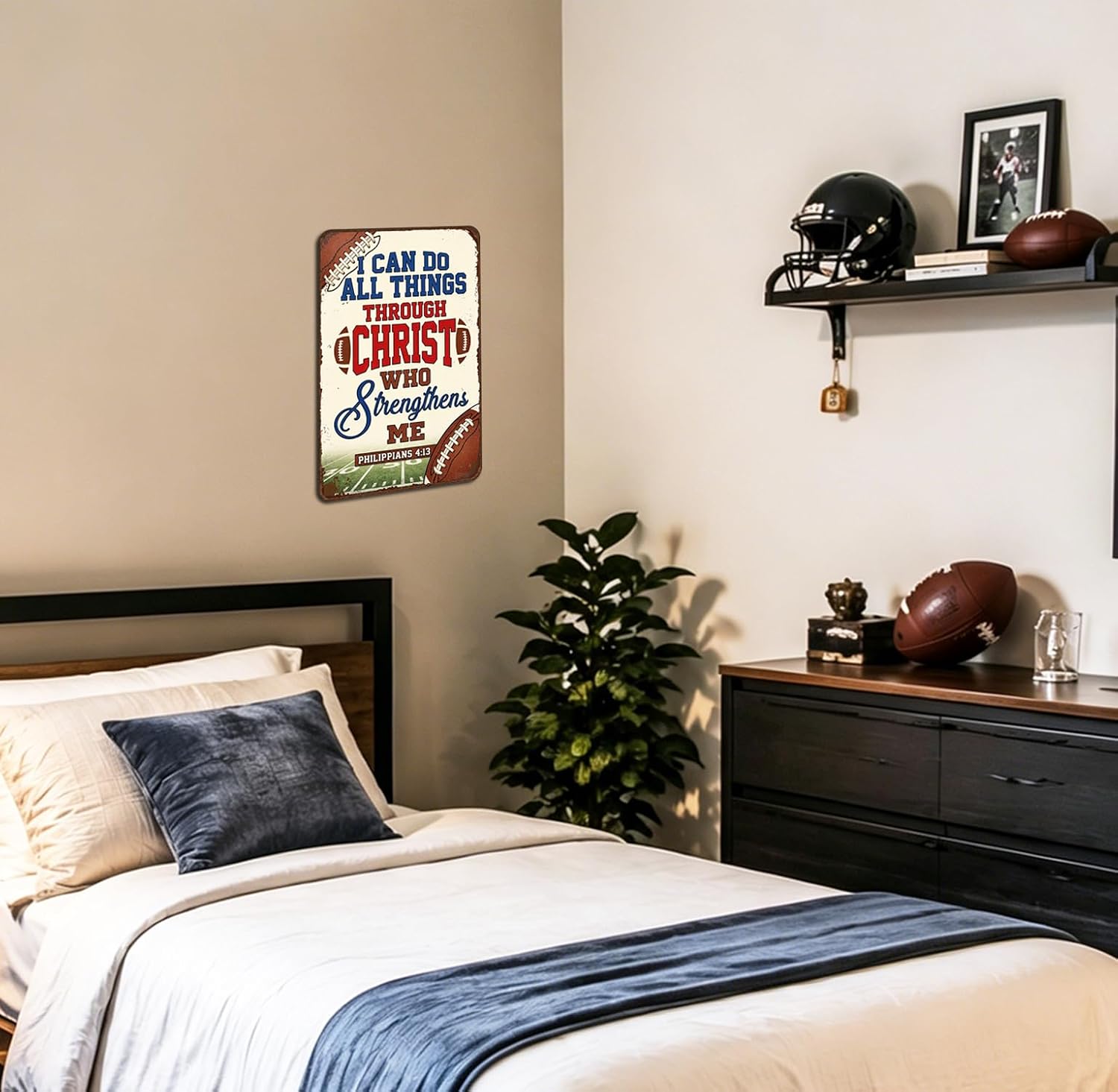 Football Room Decor Gifts for Boys Aged 8-12 Sports Themed Wall Art Sign image 3