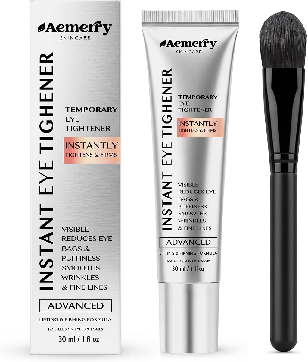 Tensor de ojos temporal, firme e instantáneo: Crema reafirmante y reafirmante perfecta con cepillo para bolsas de ojos, arrugas, hinchazón y líneas finas: fórmula liviana y fácil de usar, suave para todo tipo de piel. 1 onza