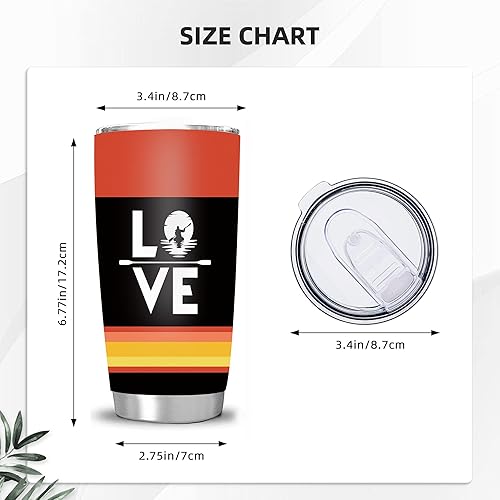 Miniatura 5 de NVJUI JUFOPL Vaso de kayak de 20 onzas con tapa, regalos de kayak para hombres y mujeres, taza de viaje con aislamiento al vacío de acero inoxidable