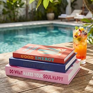 Cholemy 3 PCS Faux Decorative Books Enhance Home Decor Coffee Table, Bookshelf Styling &Modern Aesthetic Accent for Living Room, Office, Entryway or Bookshelf Display(Dopamine)