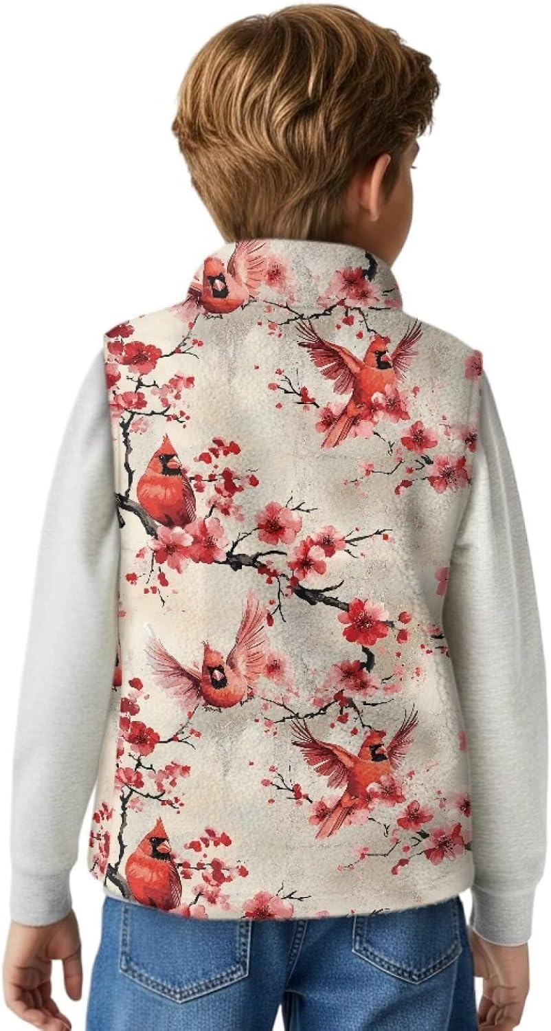 Xoenoiee Kids Zip-up Vest for Girls Sleeveless Fleece Vest with Pockets Stand Collar Jacket Fall Winter Outwear 2-12Years