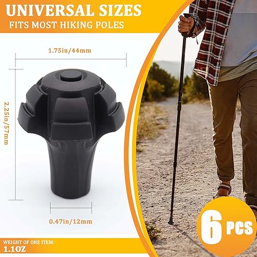 Miniatura 2 de Favuit Hiking Pole Tips, Walking Stick Rubber Tips Trekking Poles 6Pcs Replacement Protectors Boot Tips Rubber Feet fits Most Standard Hiking Sticks
