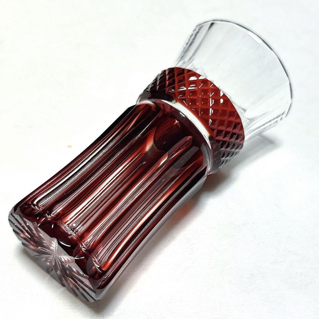 Amazon.co.jp: 島津薩摩切子 麦酒器 ビアグラス 紅 冷酒器グラス 
