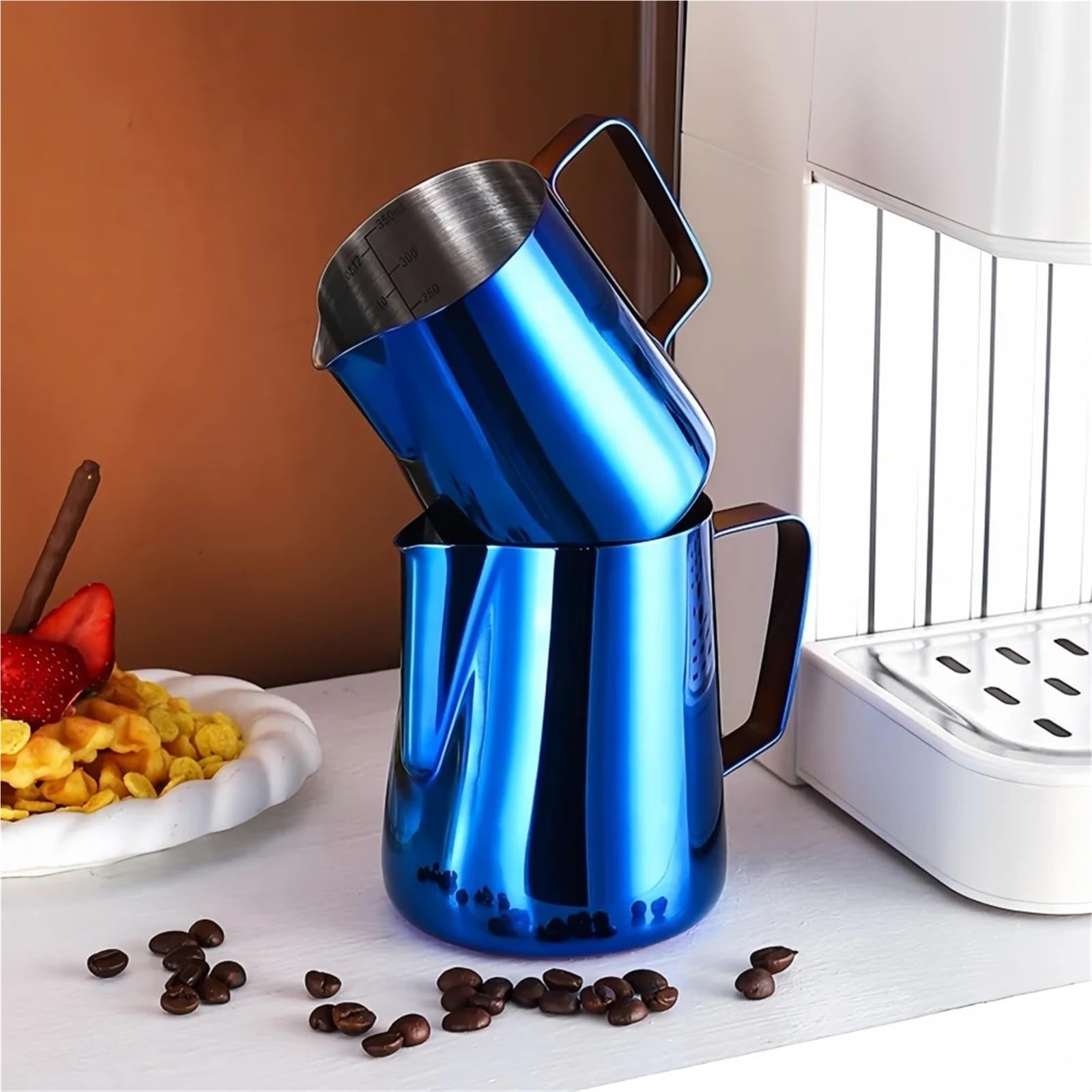 Jarras para espumar leche, Jarra for espumar leche de acero inoxidable 304 | Jarra for espumar leche de acero inoxidable 304 multicolor(600ml Black)