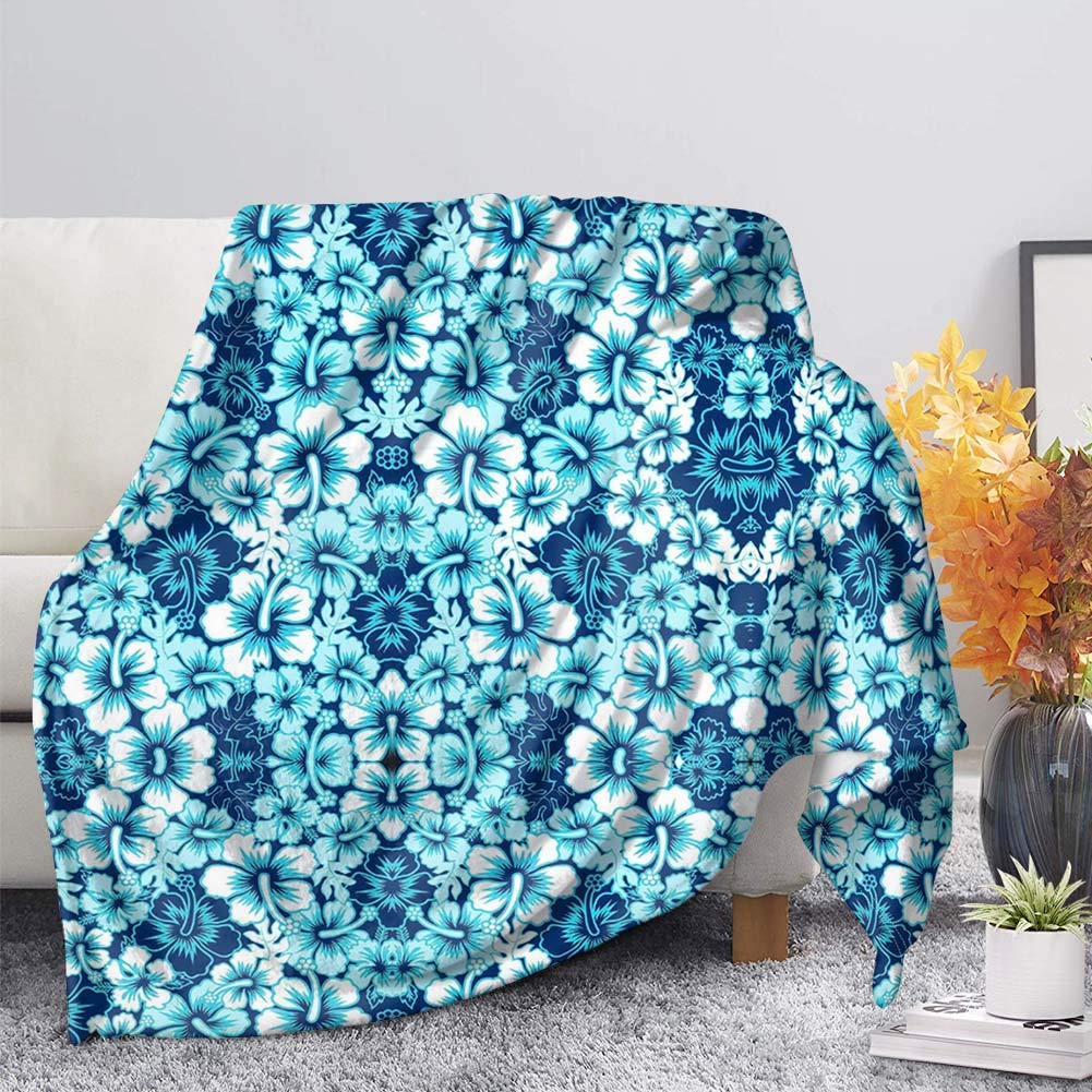 Couverture lit hawaïen SEANATIVE en flanelle de luxe XL motif hibiscus d'hiver chaud