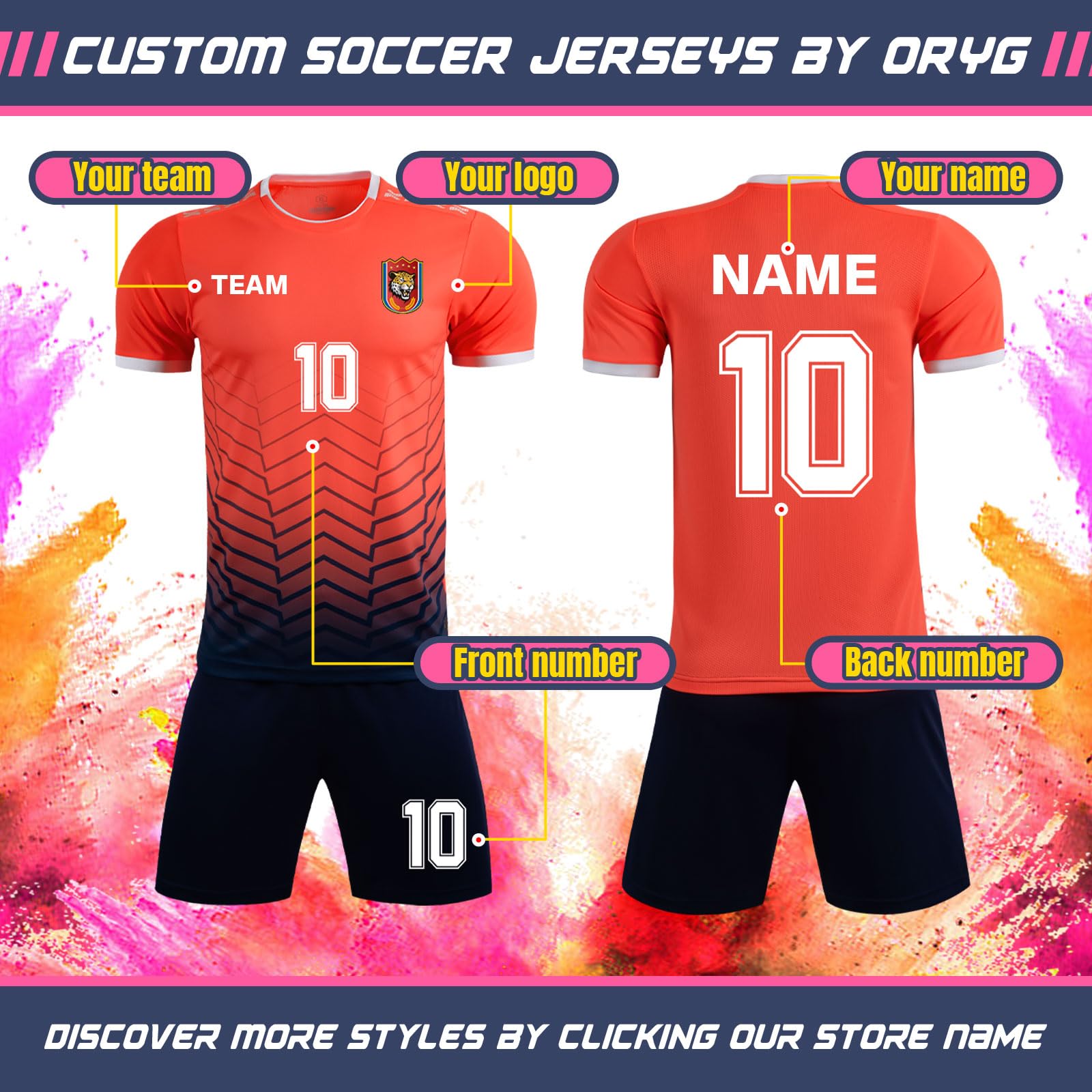 ORYG Custom Soccer Jerseys for Boys Girls Personalized Adult Soccer Team Uniforms with Name Number Logo Team Name