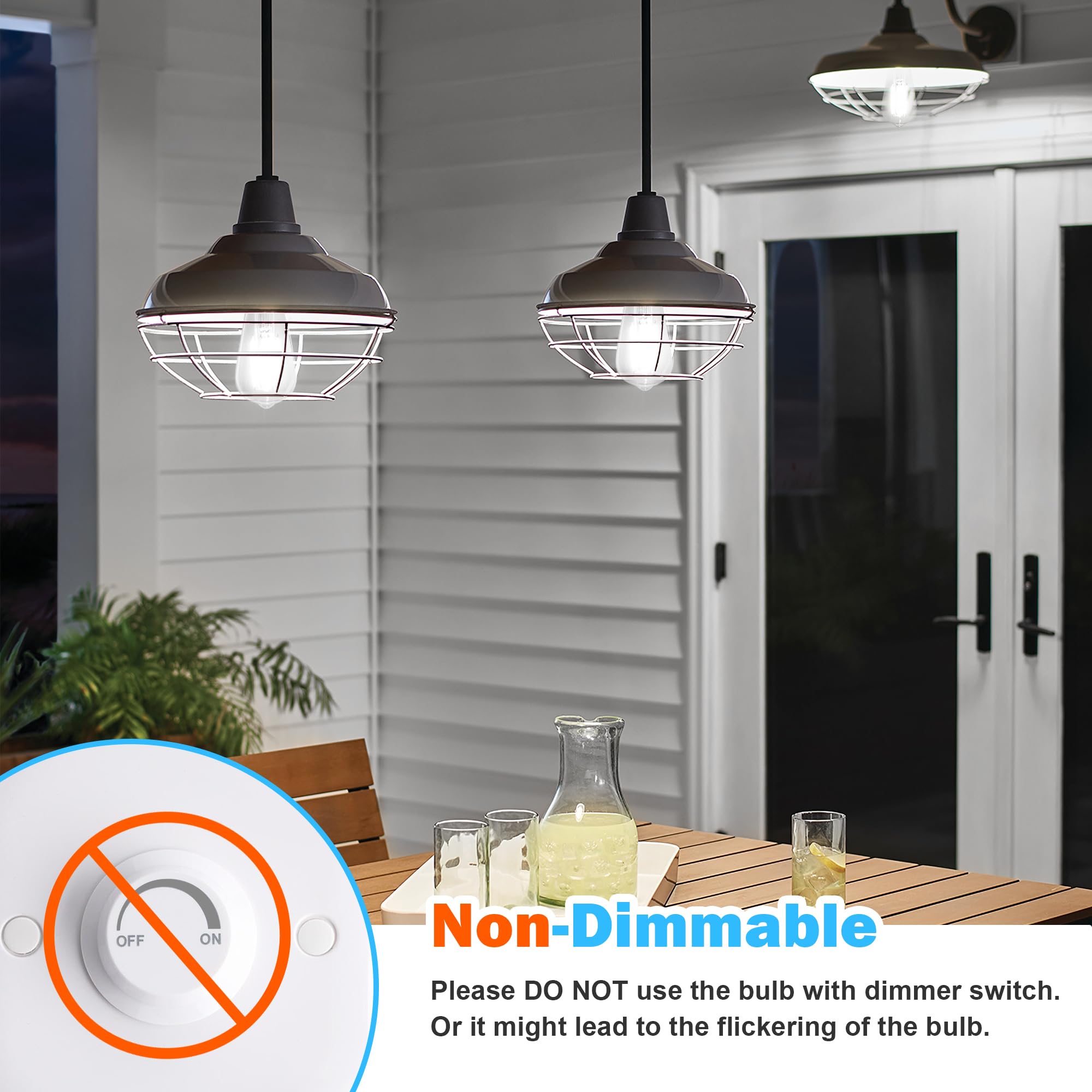 4-Pack Vintage Edison LED Bulbs 60W Equivalent 850LM 6W Edison Light Bulb Daylight White 5000K ST58 LED Filament — view 5