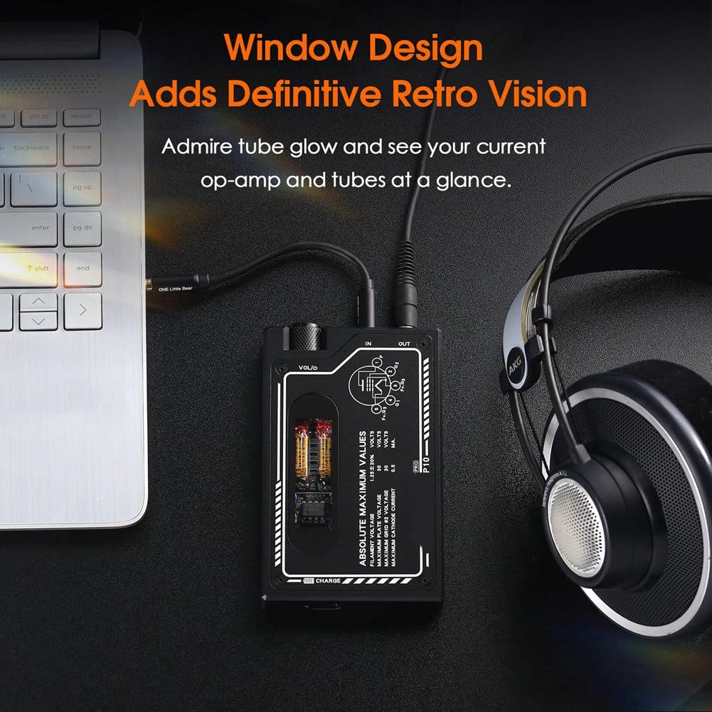 Amplificatore per Cuffie A Tubo Riscaldato P10 PRO HiFi Direct, Mini Amplificatore per Cuffie Audio Portatile da Tavolo, Alimentato Tramite USB-C