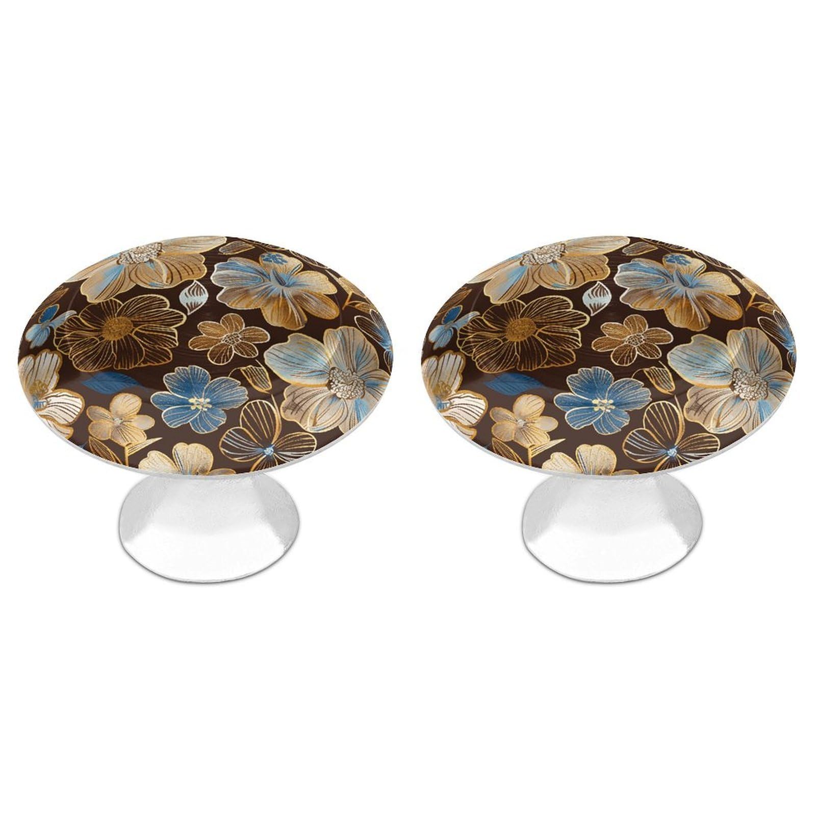 Ntvowpzo Color-5 Cabinet Handles Round Drawer Pulls Hand Drawn Flowers Dresser Knobs For Cabinets And Drawers Handle For Bathroom Cupboard Drawers Cabinet Pulls For Kitchen Door