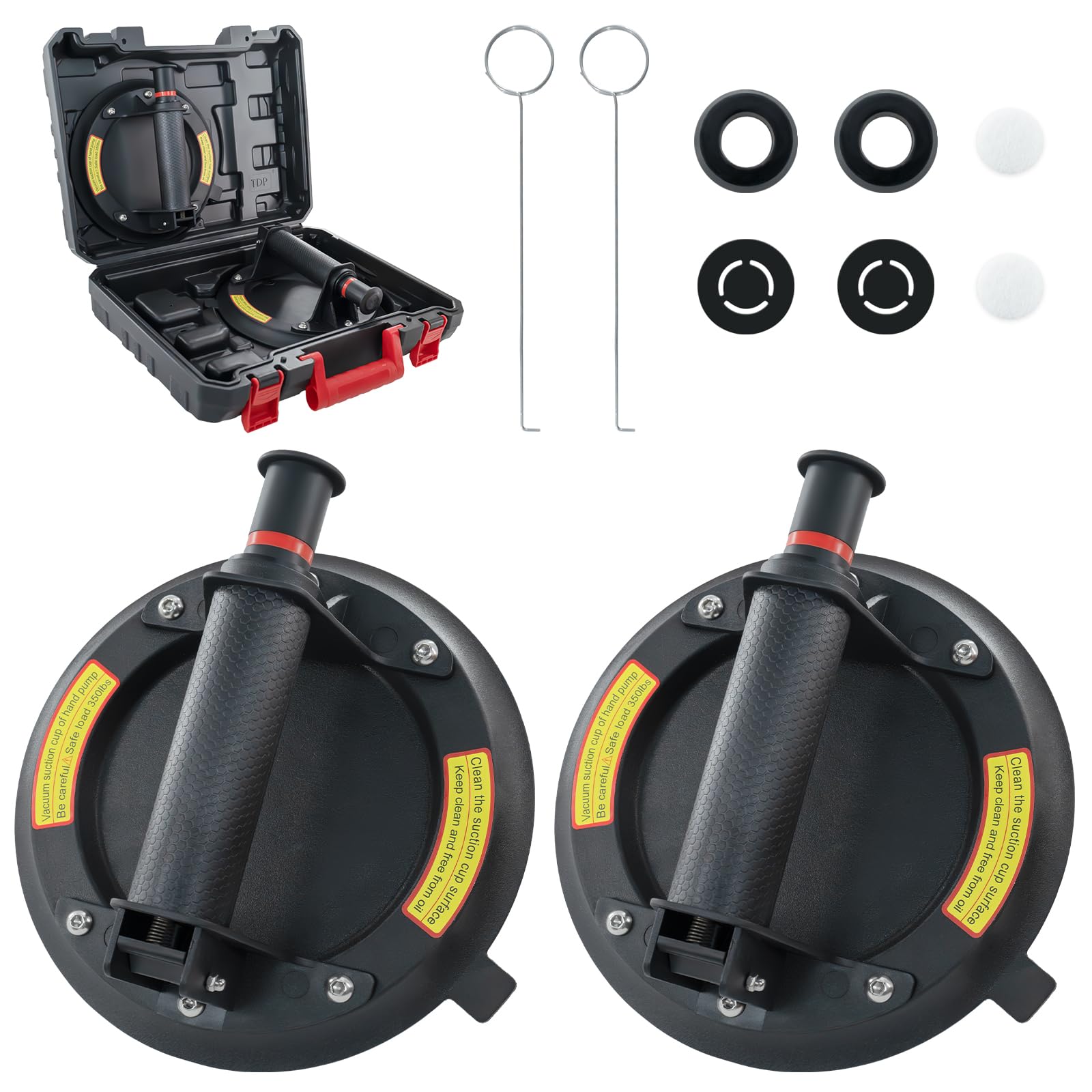 Glass Suction Cup 8'' Vacuum Suction Cups To Lift Large Glass Window Tile Granite, Heavy Duty Glass Lifter Suction Lifer Tool, 350 lbs Load Capacity