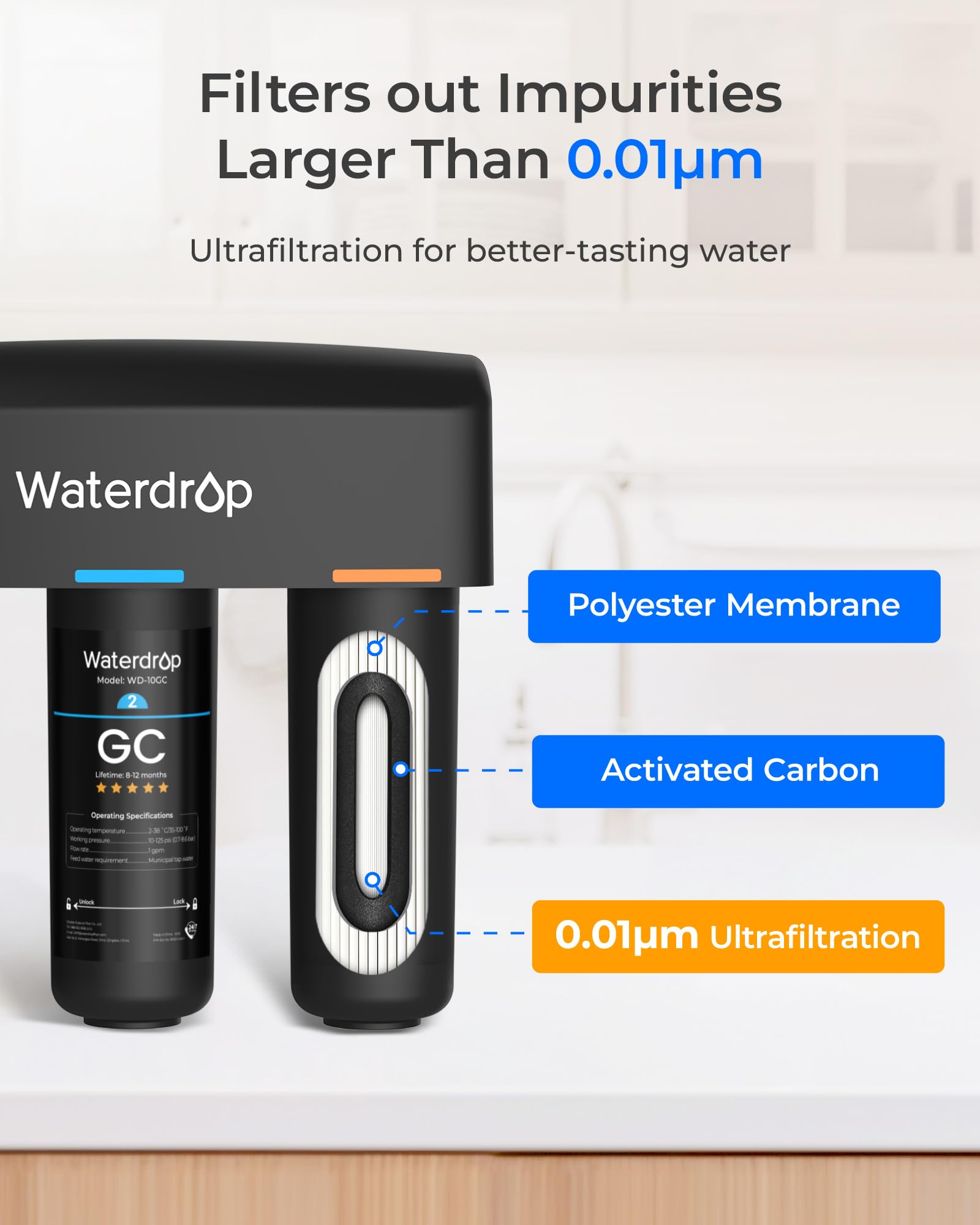 Waterdrop TSB-UF 0 01 m Ultra Filtration Under Sink Water Filter System 9 Layer Under Sink Water Filtration — view 7
