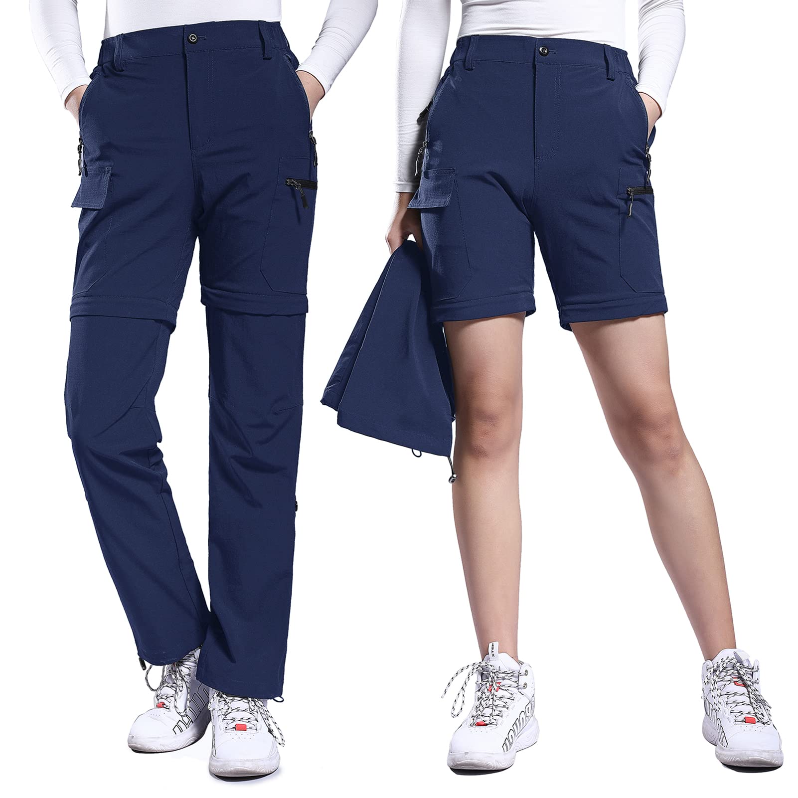 Hiauspor Pantalon de randonnée convertible léger à séchage rapide pour femme - Pantalon extensible UPF 50+
