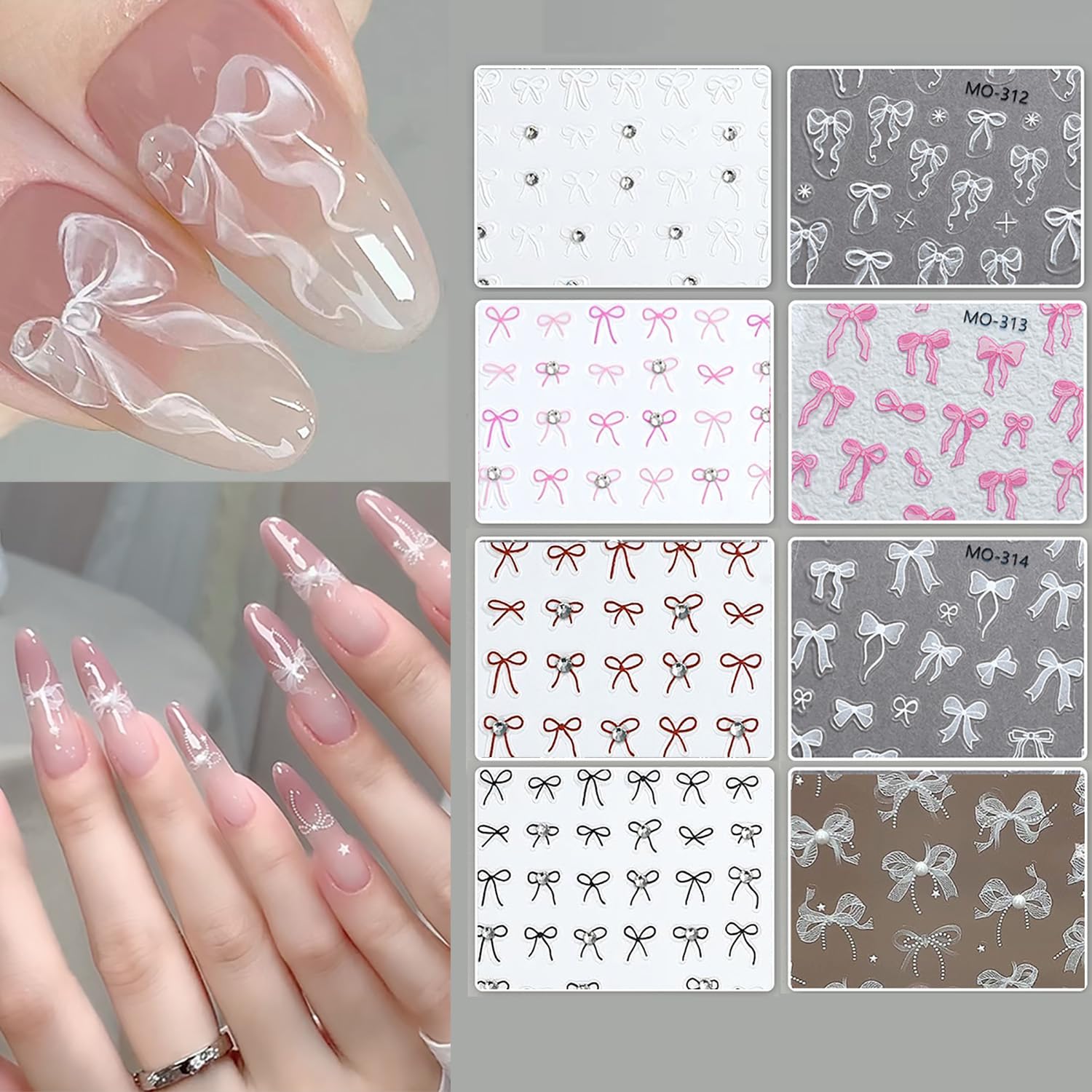 Amazon.co.jp: Daisyium ネイルシール リボンと蝶 3D立体浮彫レース風