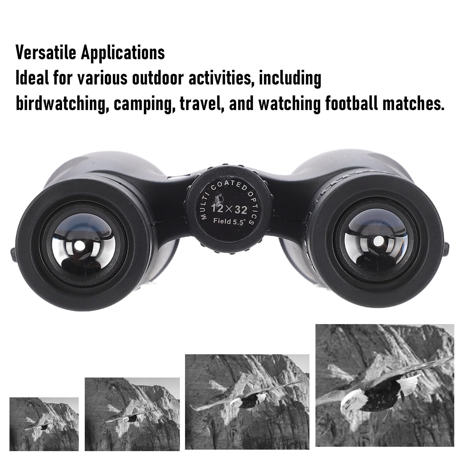 Binocolo Compatto, Binocolo 12x32 con Oculare da 16,5 Mm Lenti con Rivestimento Multistrato per il Birdwatching Sport della Fauna Selvatica Attività all'aperto