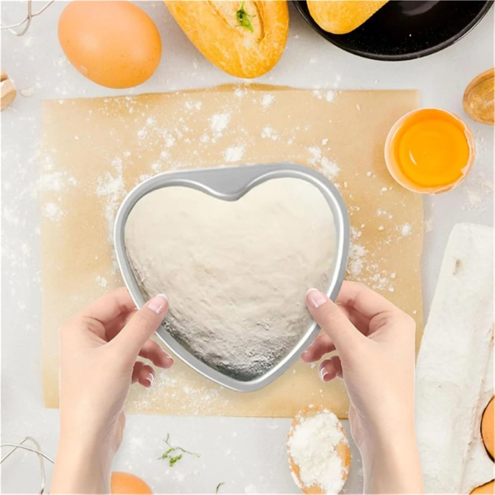 3 Stück herzförmige Kuchenform for Backen für Dreidimensionale Kuchen | Aluminium-Kuchenform mit abnehmbarem Boden, antihaftbeschichtet, rostbeständig, Backzubehör for die Küche(8inch)