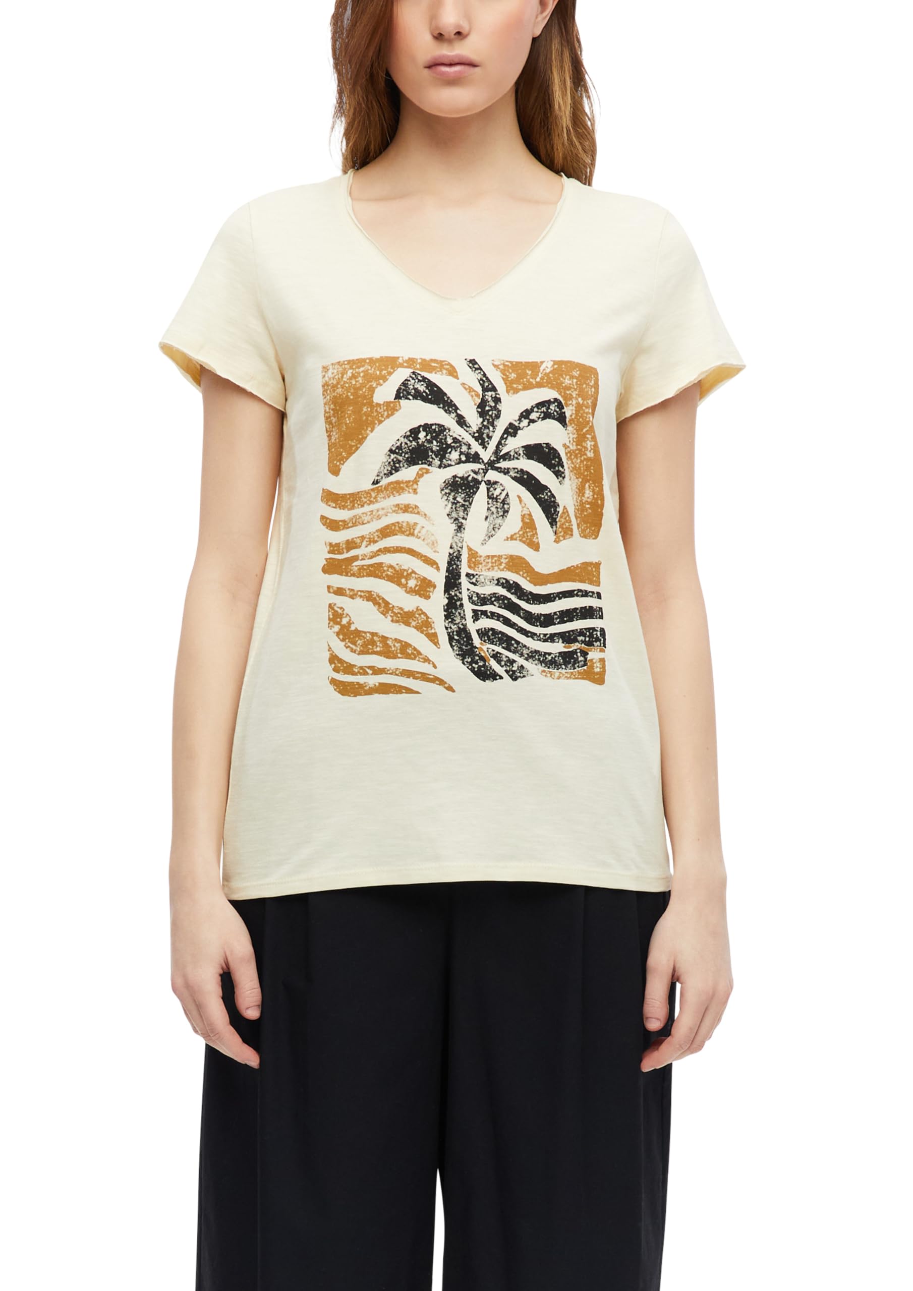 s.Oliver Women's 2178618 T-Shirt with Front Print (Pack of 1), Brown, 20