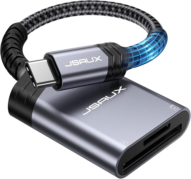 JSAUX USB C SD Card Reader, Type-C [Thunderbolt 3] Memory Card Adapter for SD/Micro SD Compatible for MacBook Pro Air iPad Pro iPad Air 2020, Samsung Galaxy S21/S20/S10/S9/S8, Surface Go - Grey