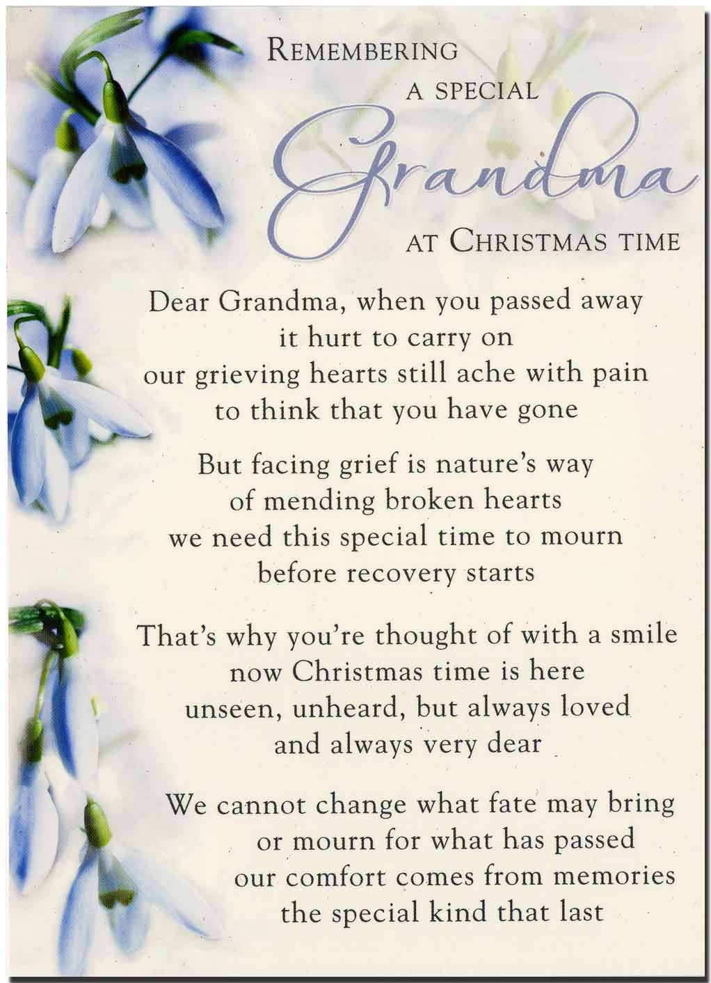 Gravematters.co - Memories Card Muted, Traditional Christmas Colors Grave Card - Remembering Special Grandma At Christmas Time - Free Card Holder - C113